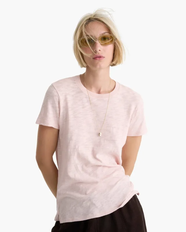 Slub Jersey Schoolboy Crew Neck Tee - Faded Rose sold by ATM