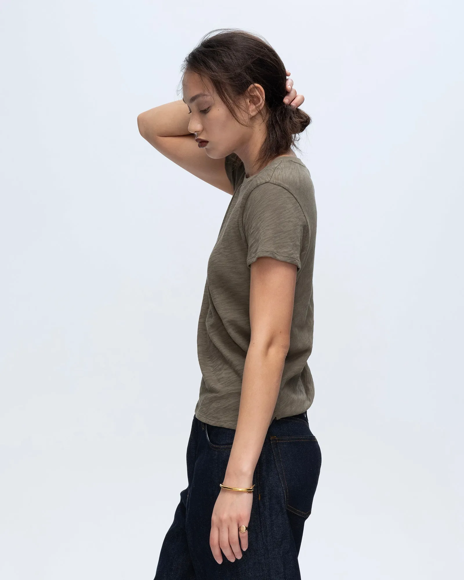 Slub Jersey Schoolboy Crew Neck Tee - Army sold by ATM product image thumbnail 2