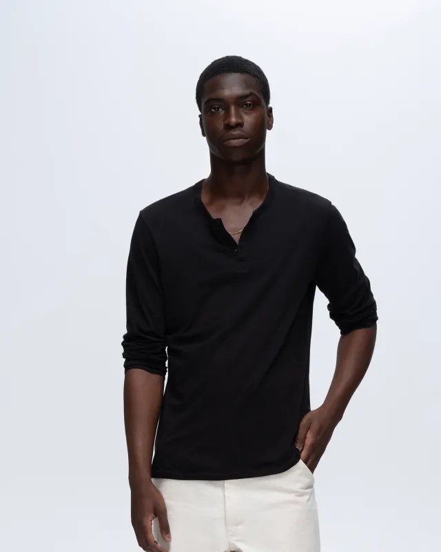 Classic Jersey Long Sleeve Henley - Black sold by ATM