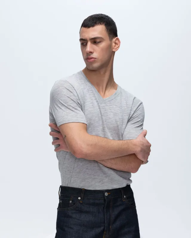 Slub Jersey V-Neck Tee - Heather Grey sold by ATM