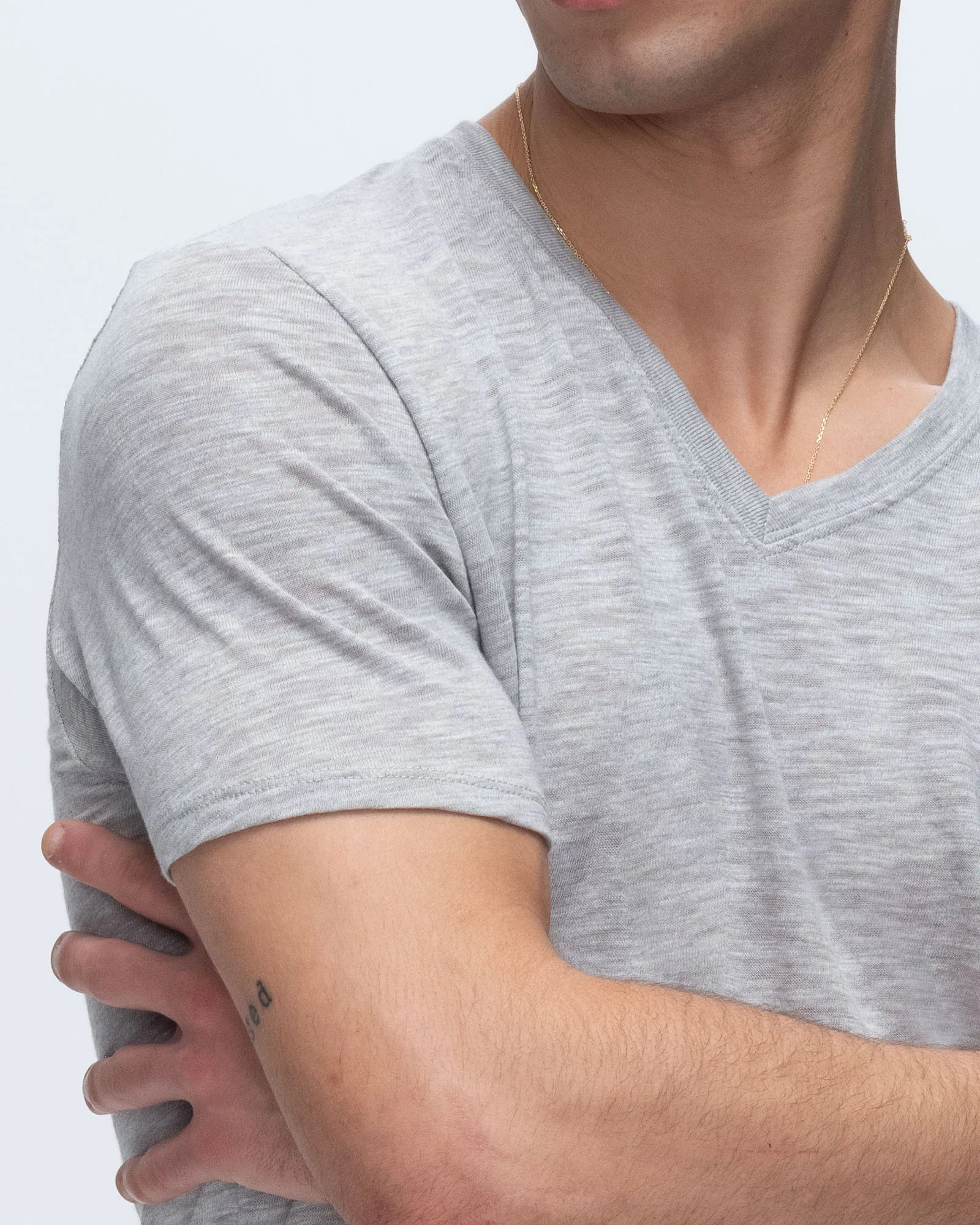 Slub Jersey V-Neck Tee - Heather Grey sold by ATM product image thumbnail 5