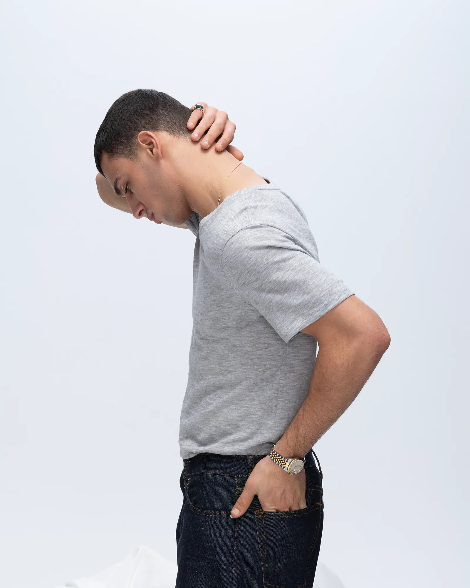 Slub Jersey V-Neck Tee - Heather Grey sold by ATM product image thumbnail 3