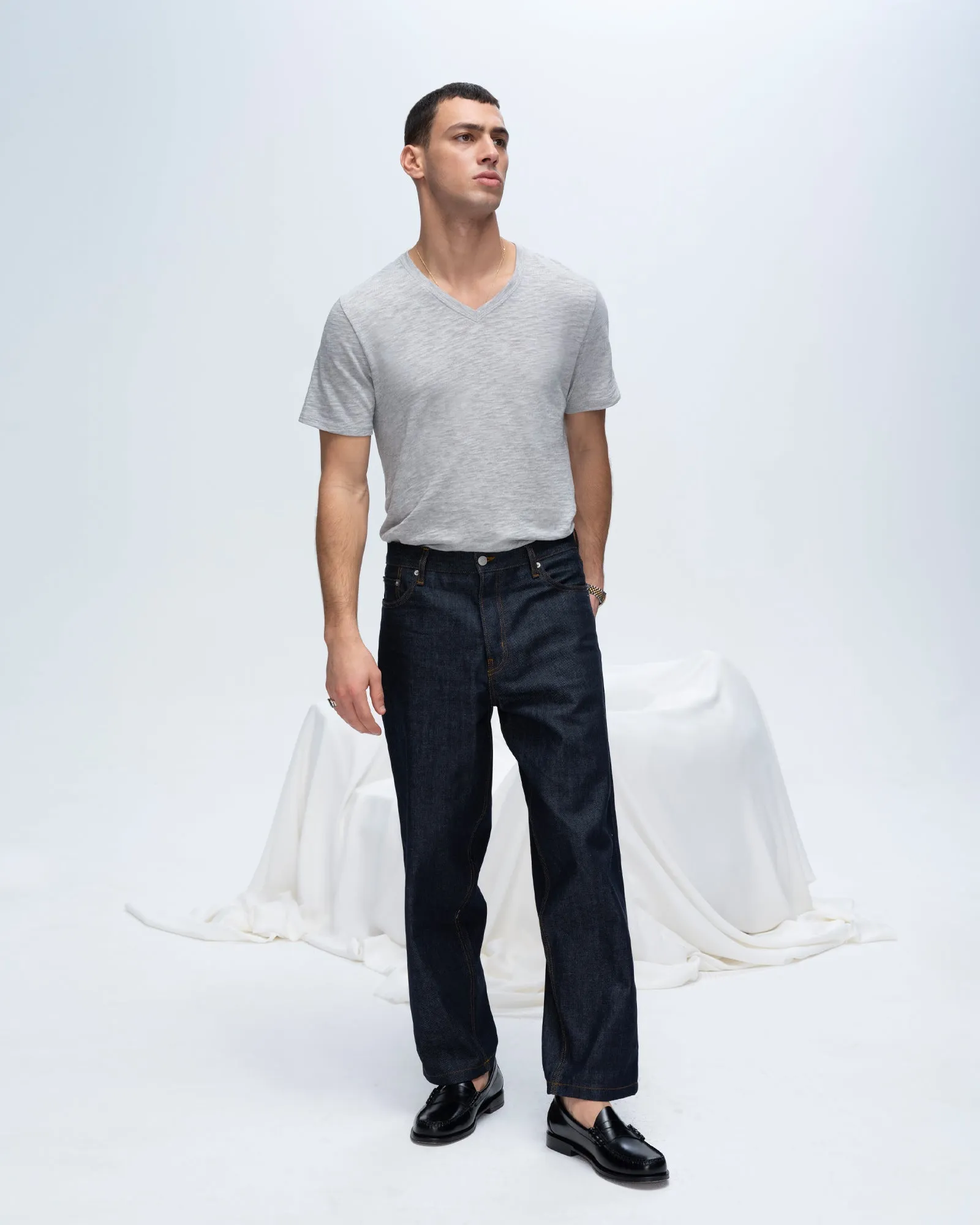 Slub Jersey V-Neck Tee - Heather Grey sold by ATM product image thumbnail 2