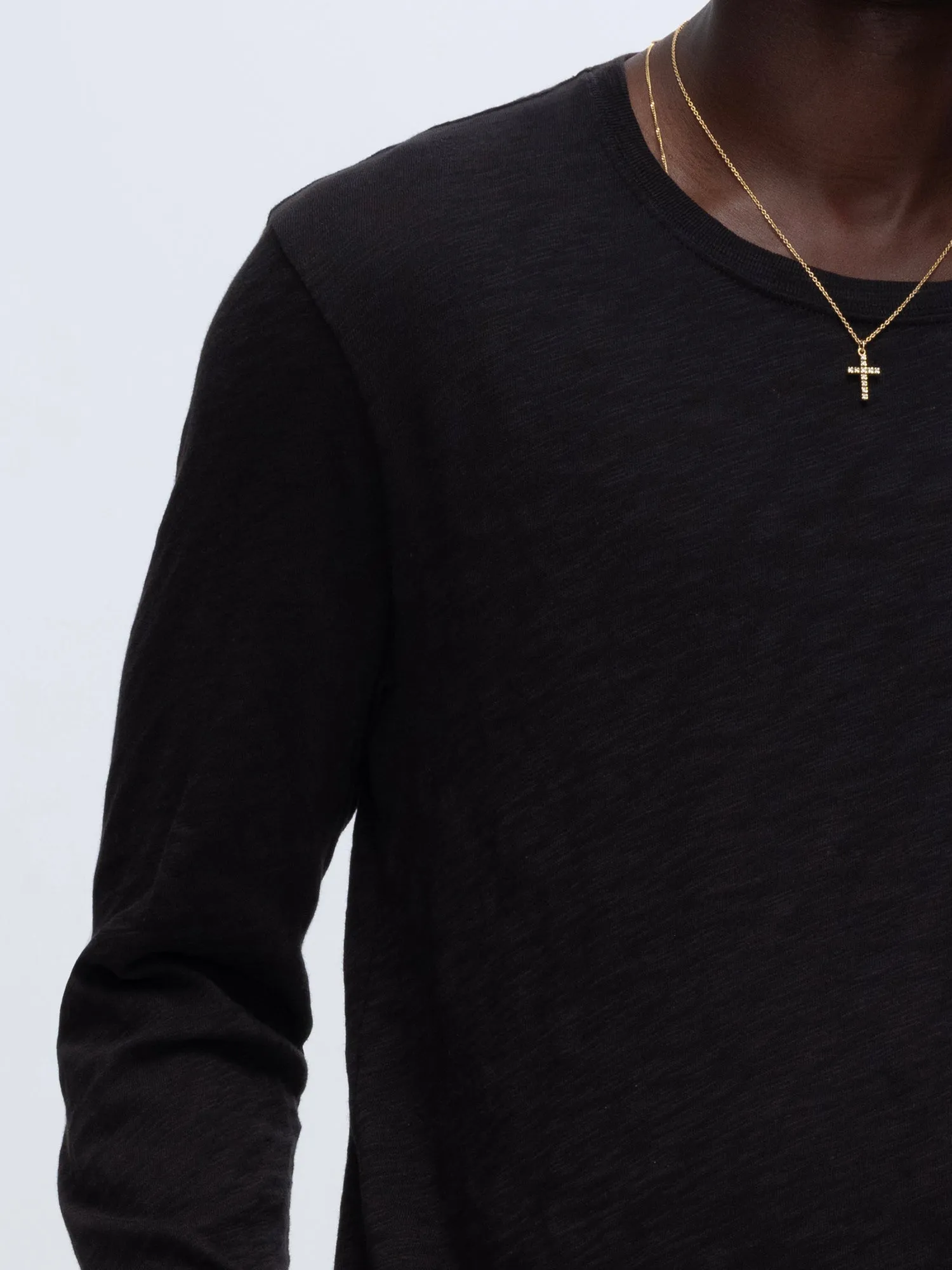 Slub Jersey Long Sleeve Destroyed Wash Tee - Black sold by ATM product image thumbnail 5