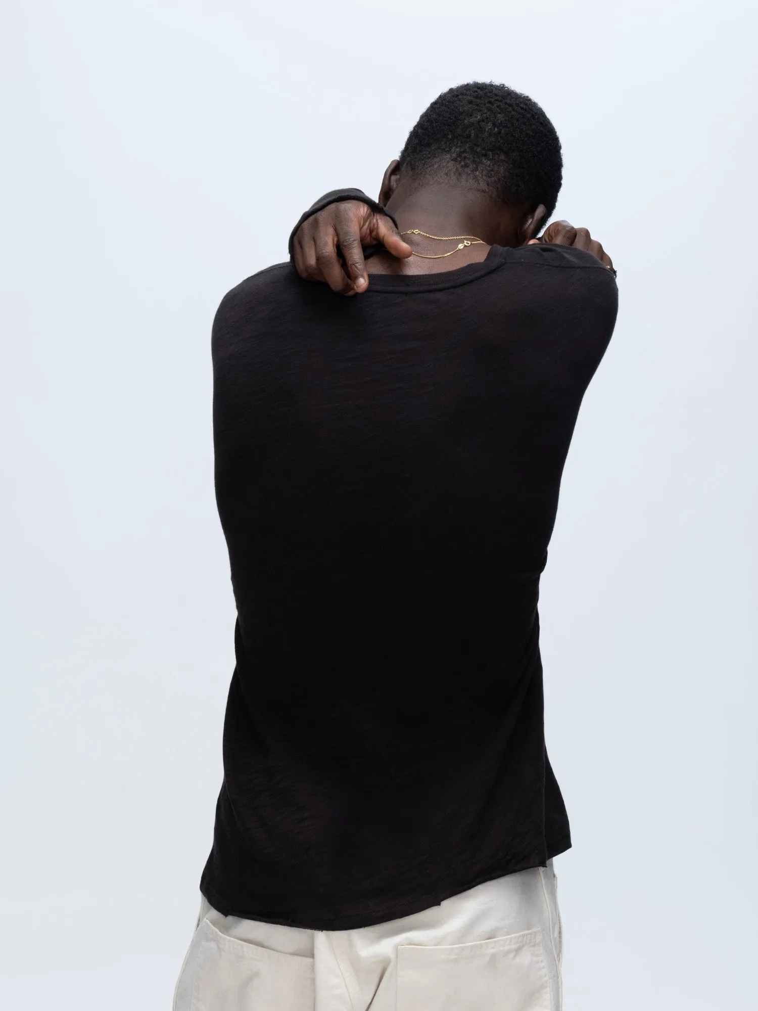 Slub Jersey Long Sleeve Destroyed Wash Tee - Black sold by ATM product image thumbnail 4