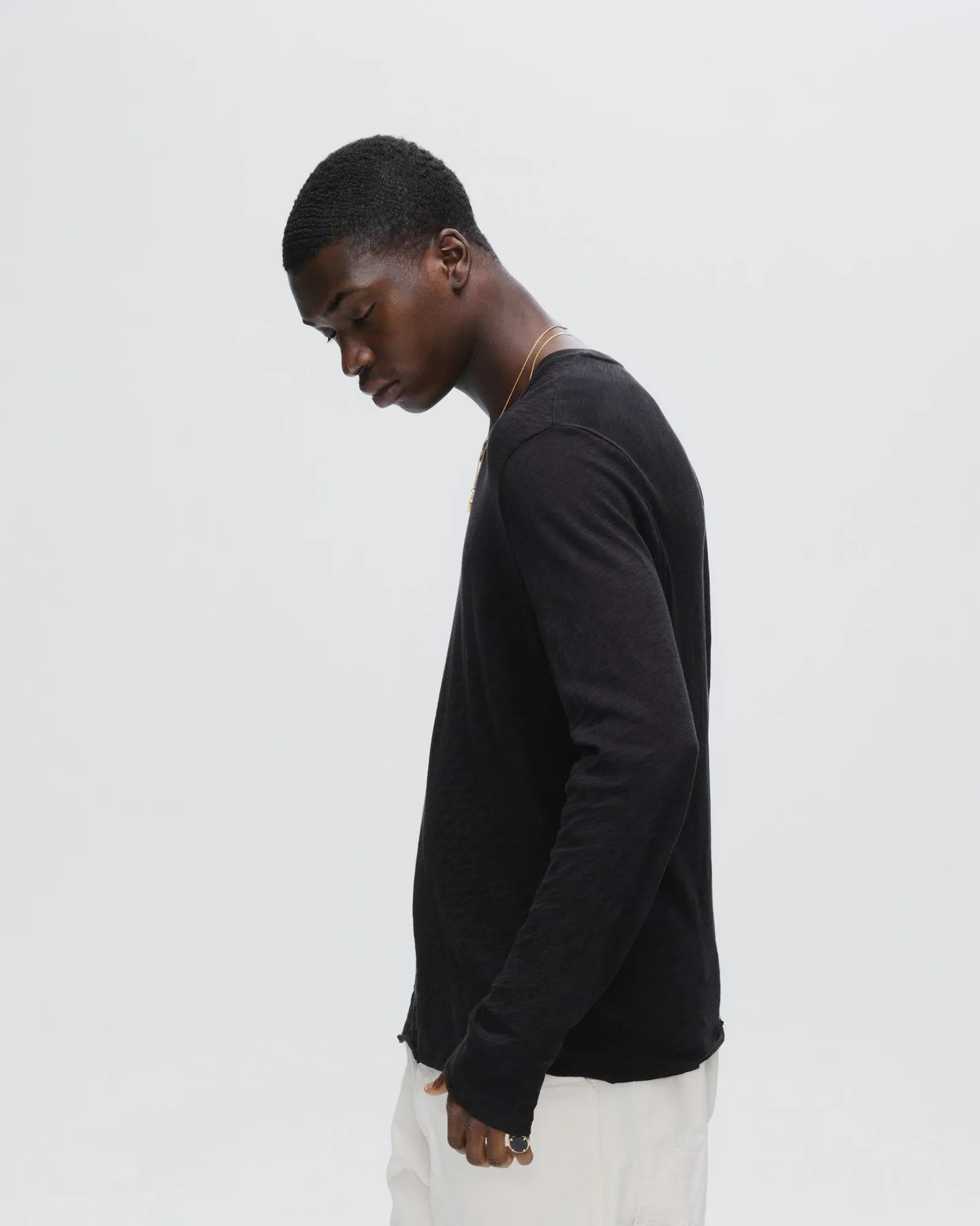 Slub Jersey Long Sleeve Destroyed Wash Tee - Black sold by ATM product image thumbnail 3