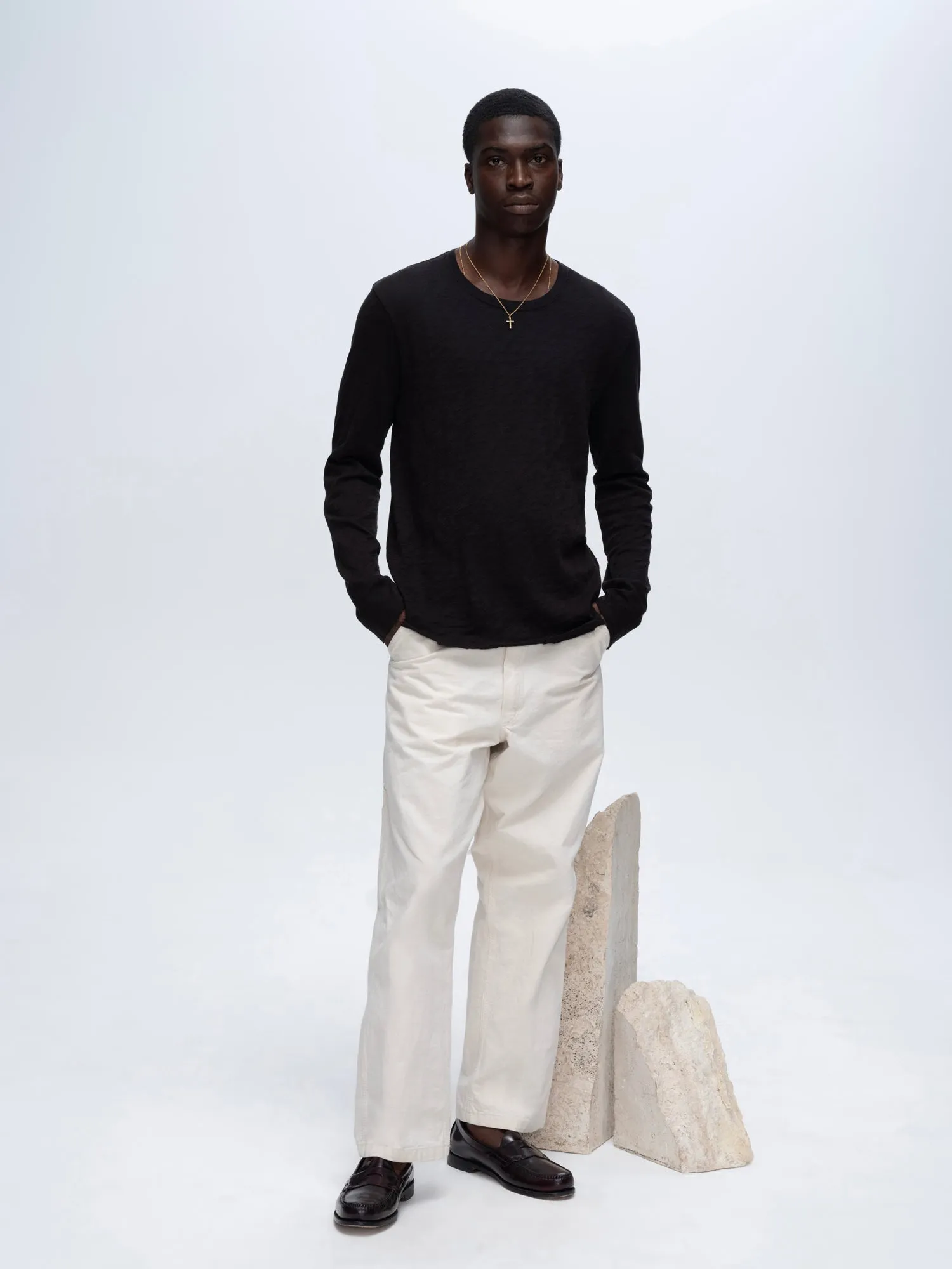 Slub Jersey Long Sleeve Destroyed Wash Tee - Black sold by ATM product image thumbnail 2