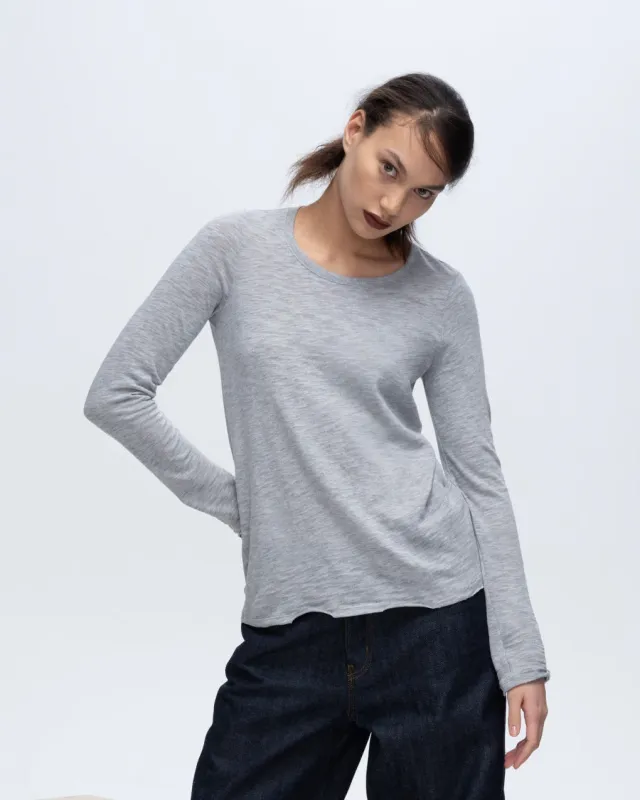 Slub Jersey Long Sleeve Destroyed Wash Tee - Heather Grey sold by ATM