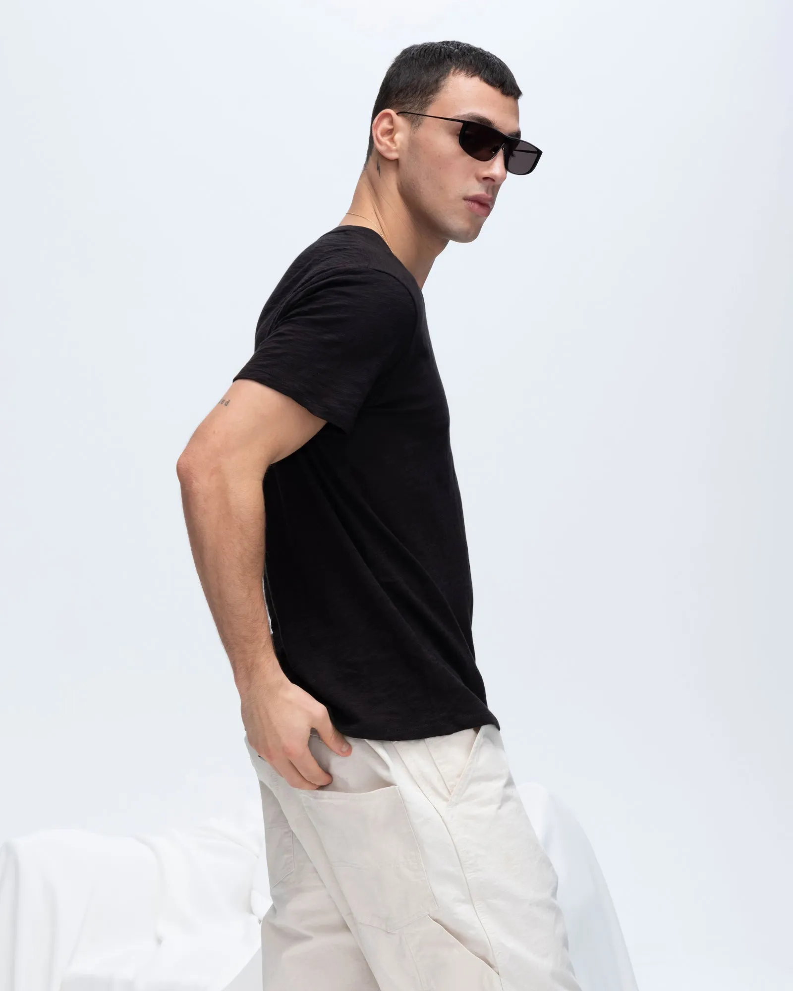 Slub Jersey V-Neck Tee - Black sold by ATM product image thumbnail 3