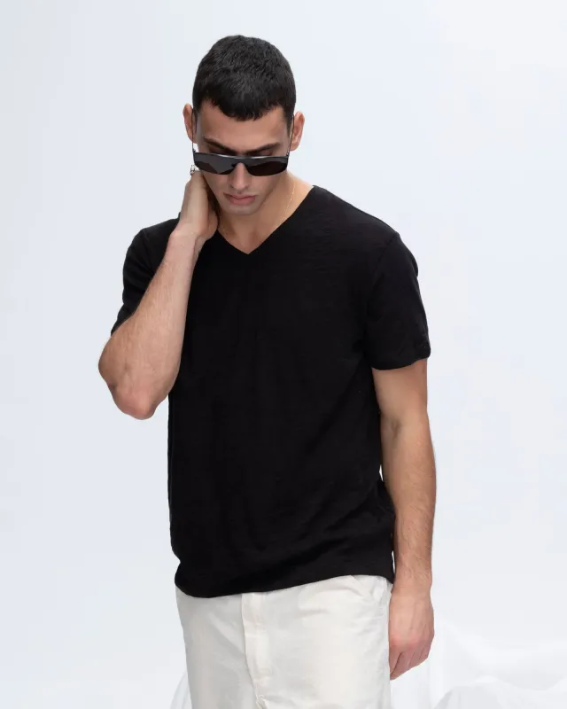 Slub Jersey V-Neck Tee - Black sold by ATM