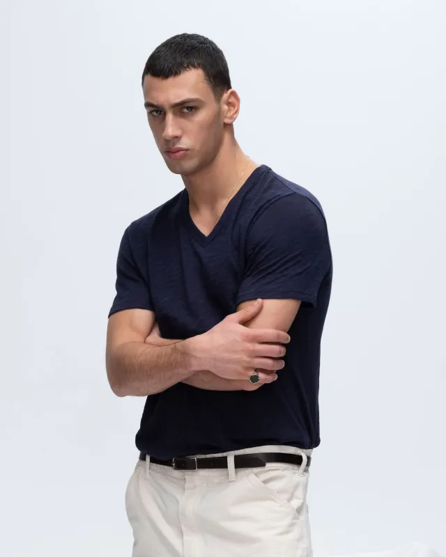 Slub Jersey V-Neck Tee - Midnight sold by ATM