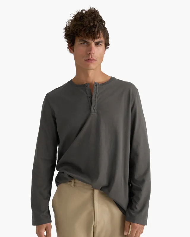 Heavyweight Jersey Long Sleeve Henley - Coal sold by ATM