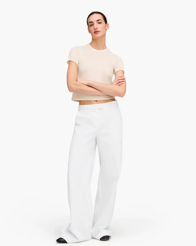 Cotton Twill Wide Leg Pant - White sold by ATM
