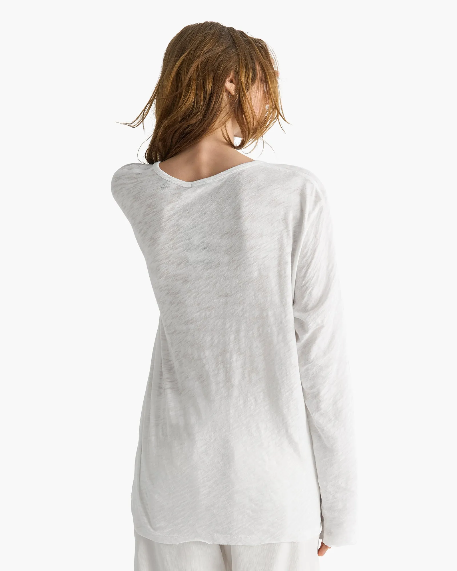 Slub Jersey Destroyed Wash Boyfriend Henley - White sold by ATM product image thumbnail 3