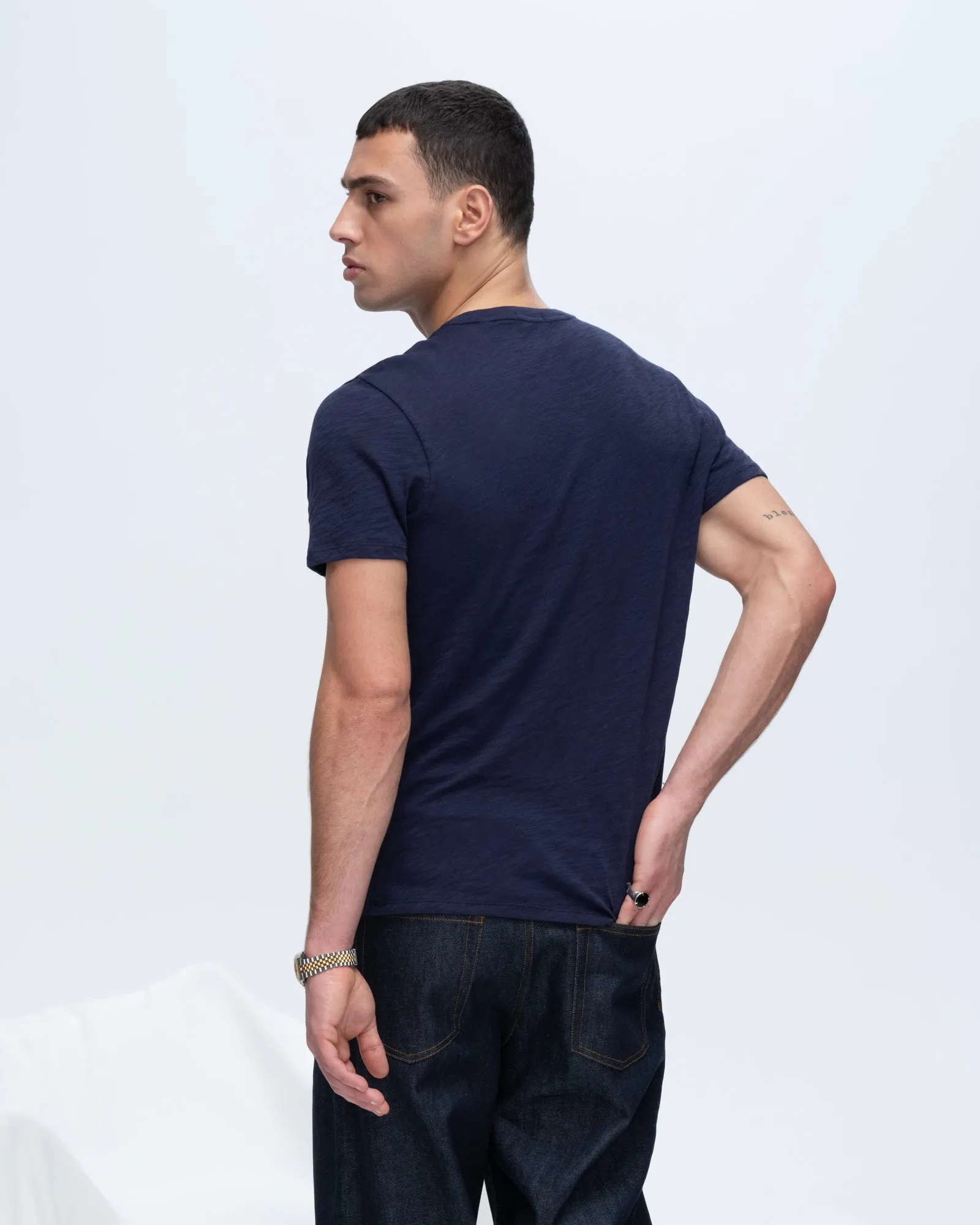 Slub Jersey Crew Neck Tee - Midnight sold by ATM product image thumbnail 4