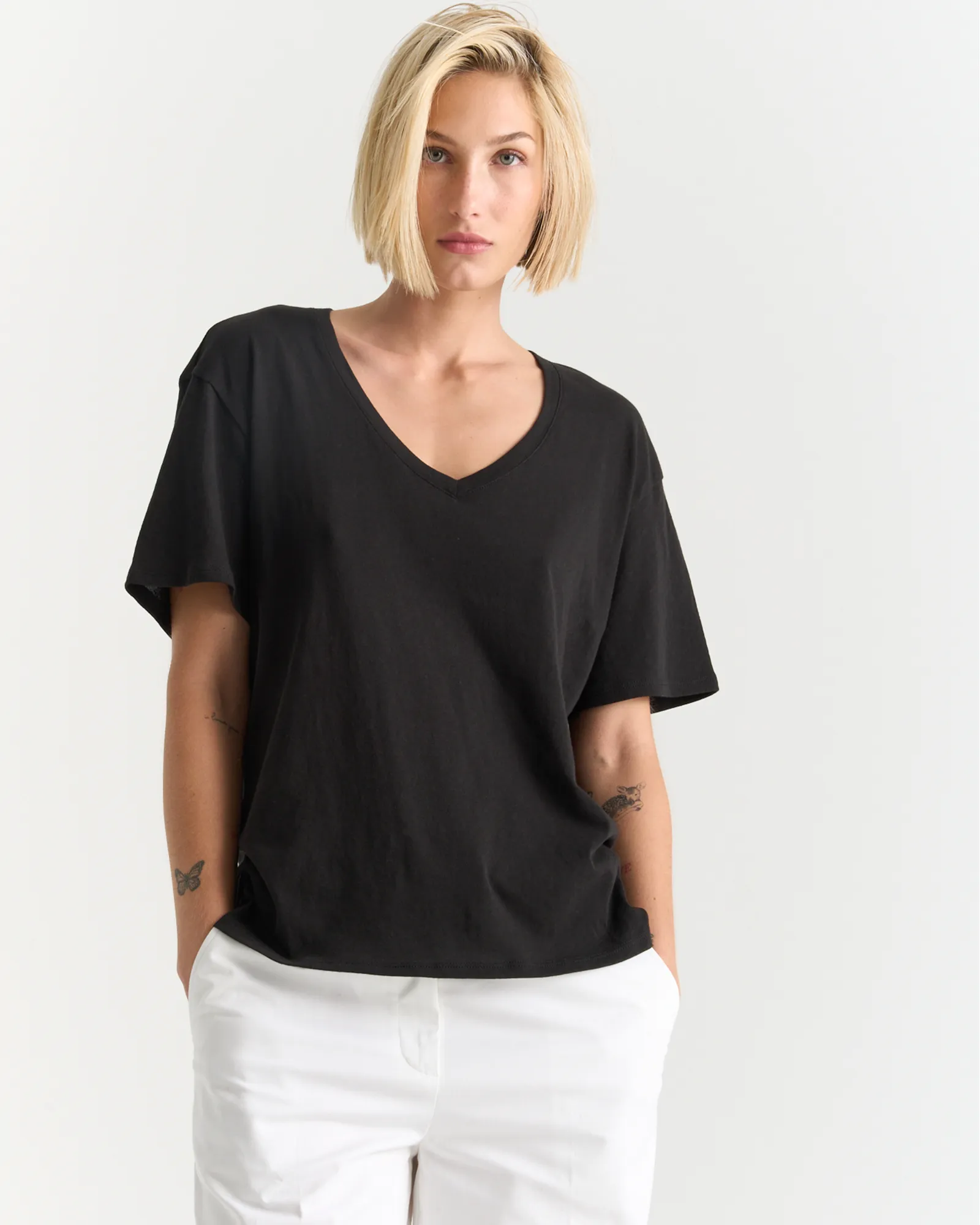 Vintage Jersey V-Neck Tee - Black sold by ATM