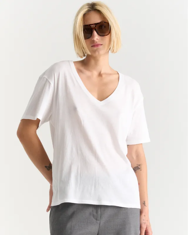 Vintage Jersey V-Neck Tee - White sold by ATM