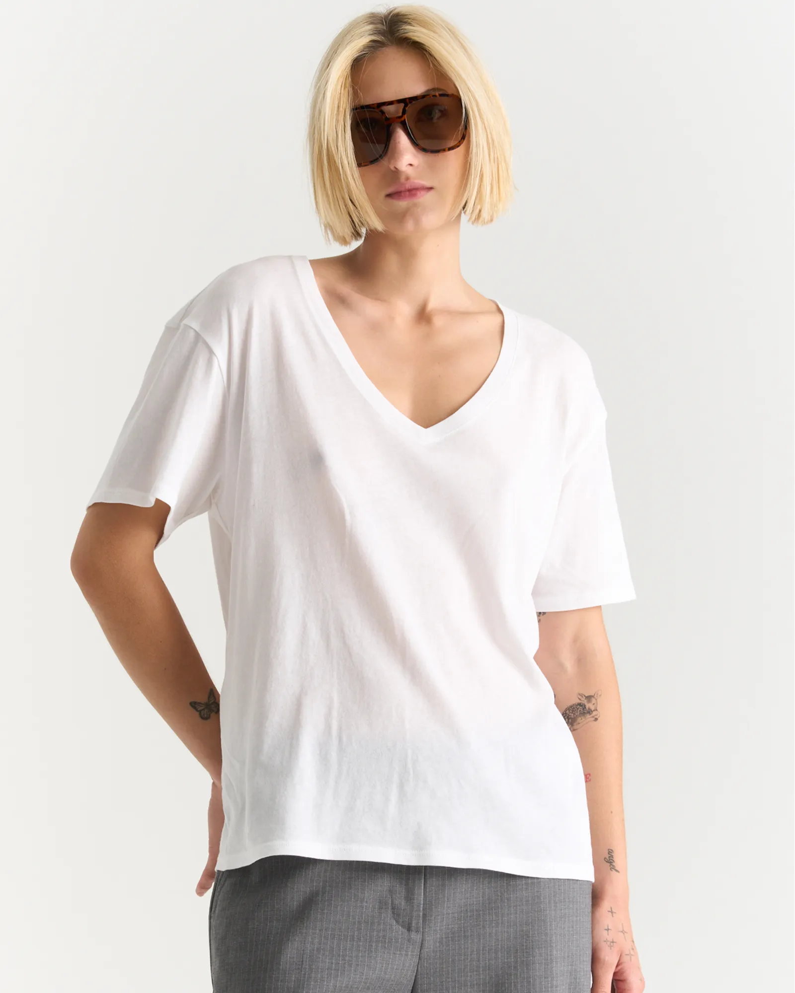Vintage Jersey V-Neck Tee - White sold by ATM