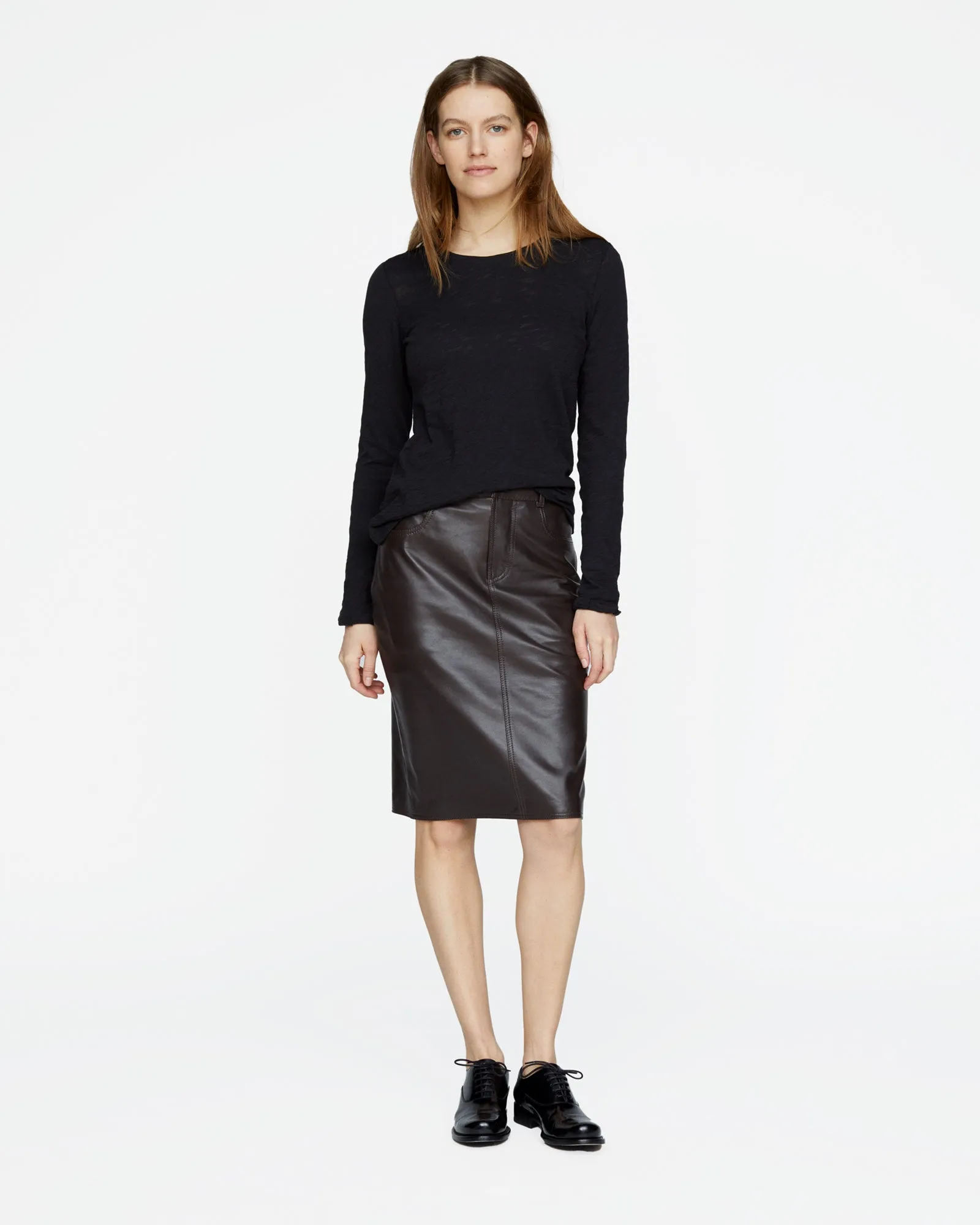 Leather Pencil Skirt - Chocolate Brown sold by ATM product image thumbnail 2