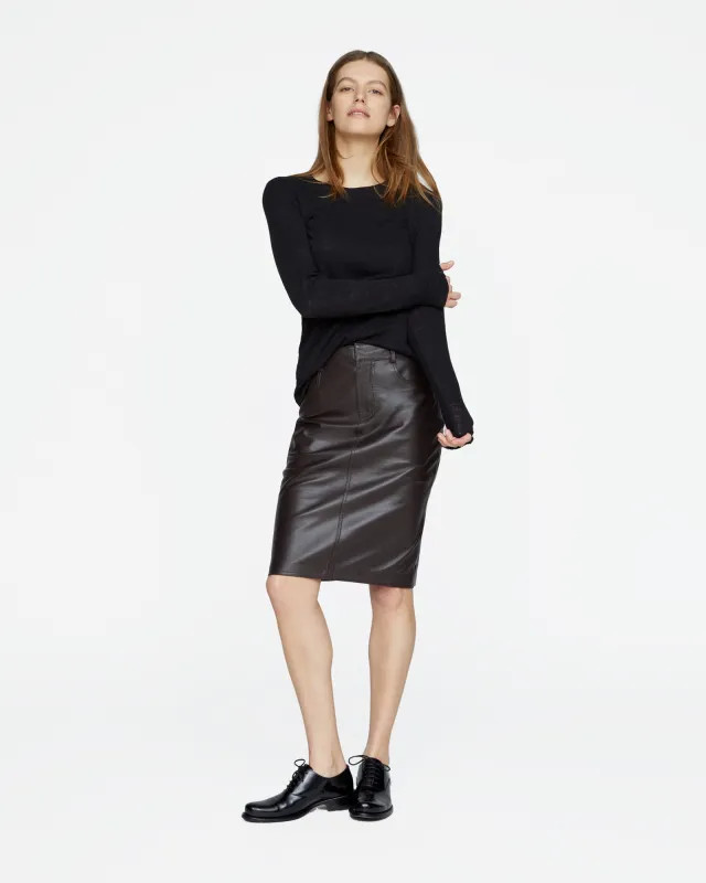 Leather Pencil Skirt - Chocolate Brown sold by ATM