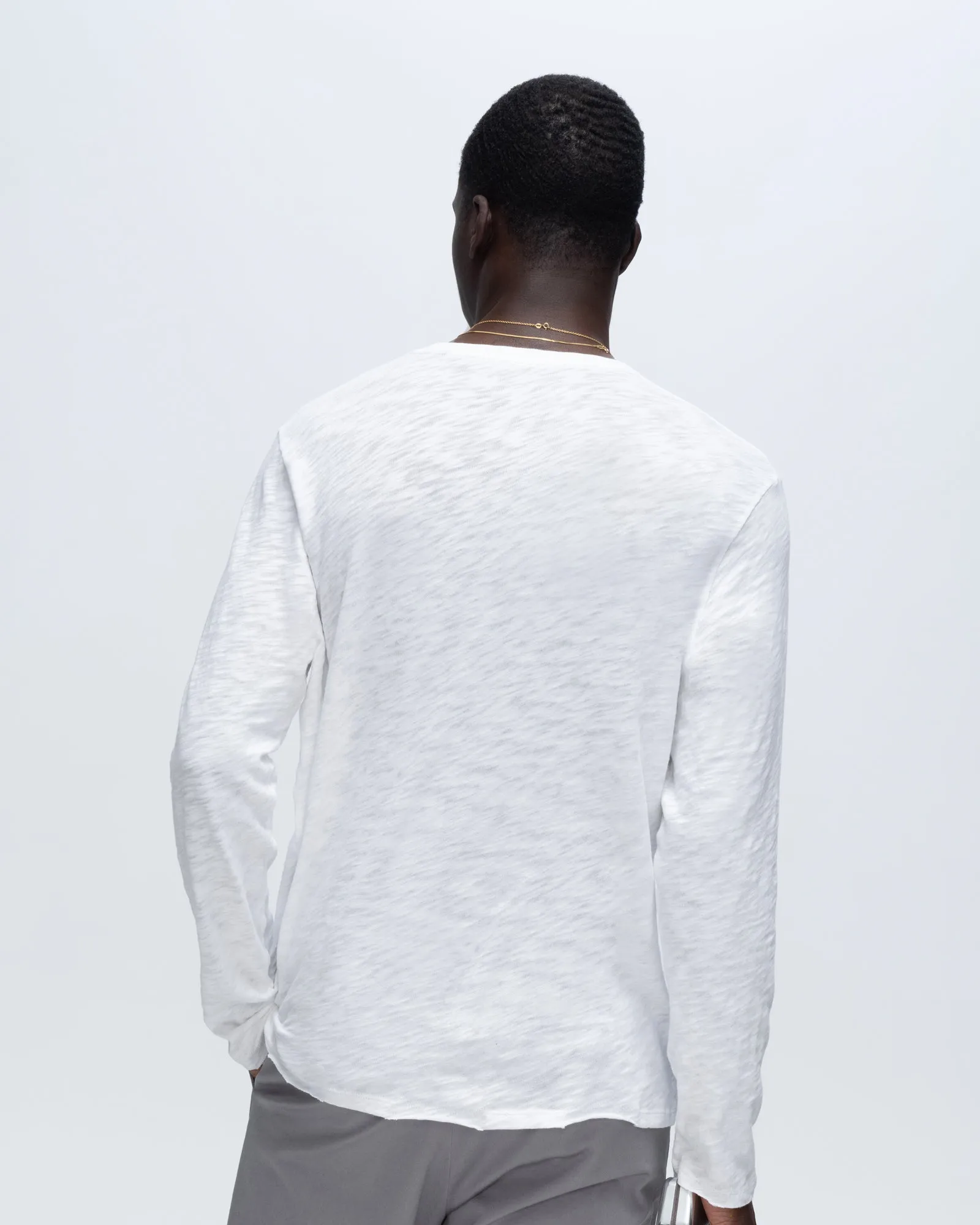 Slub Jersey Long Sleeve Destroyed Wash Tee - White sold by ATM product image thumbnail 3