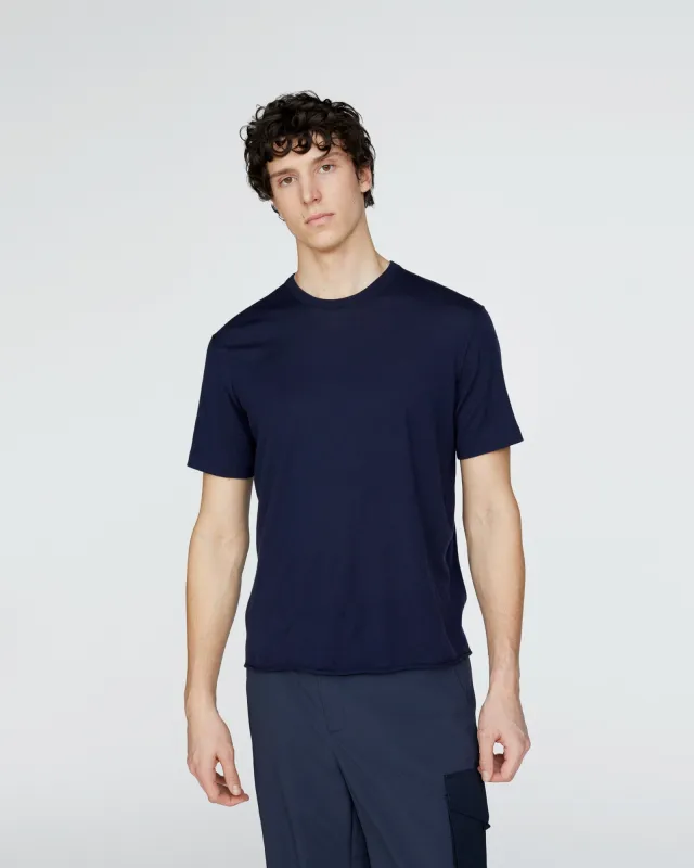 Extra Fine Merino Wool Crew Neck Tee - Midnight made by ATM