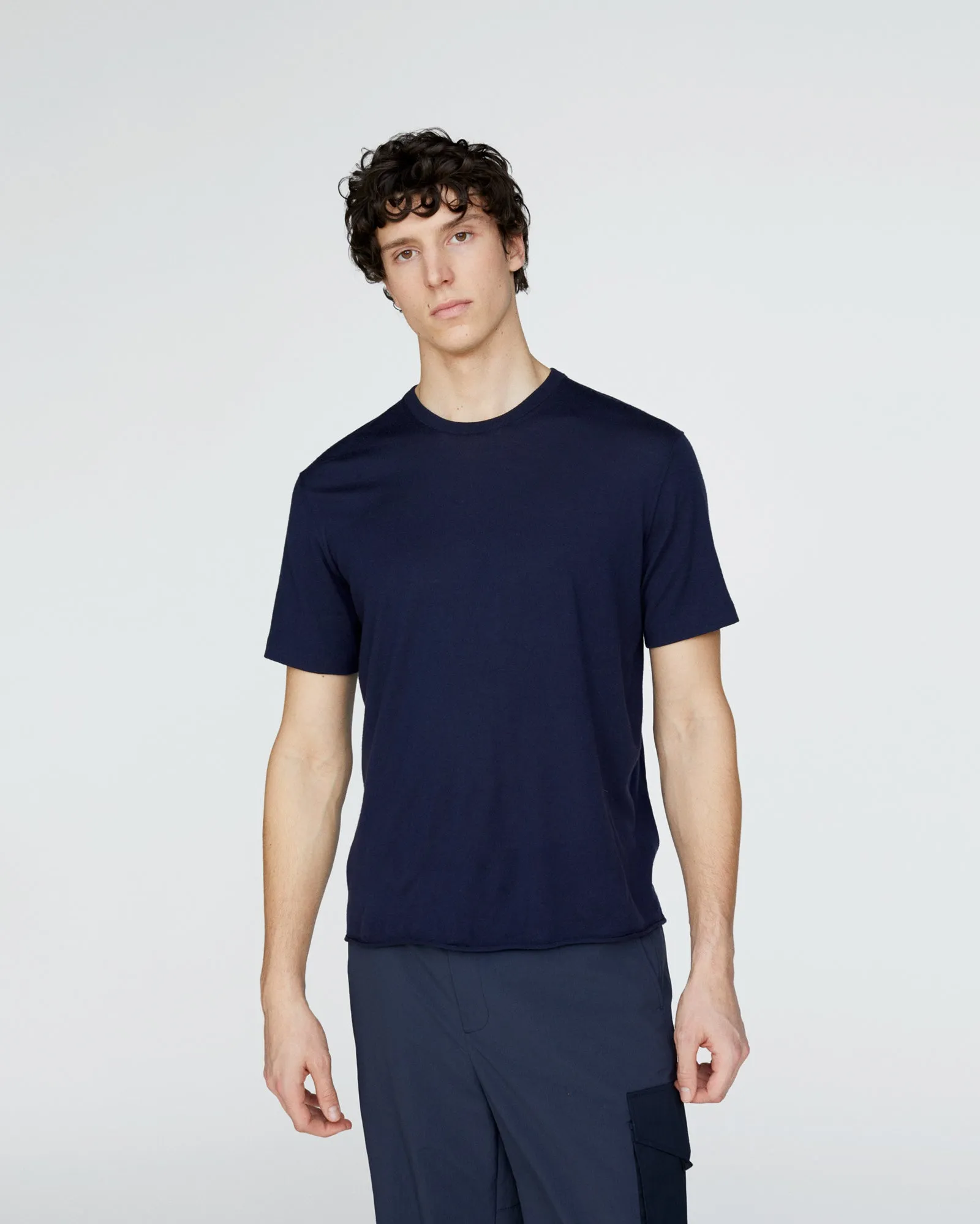 Extra Fine Merino Wool Crew Neck Tee - Midnight sold by ATM