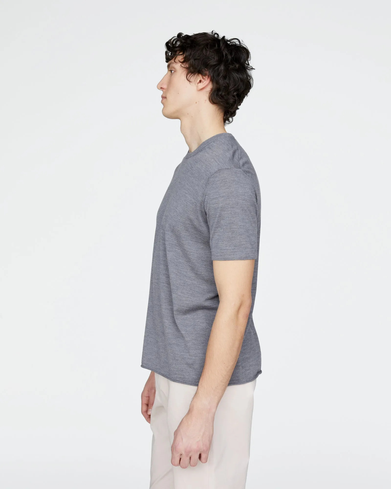 Extra Fine Merino Wool Crew Neck Tee - Medium Heather Grey sold by ATM product image thumbnail 2
