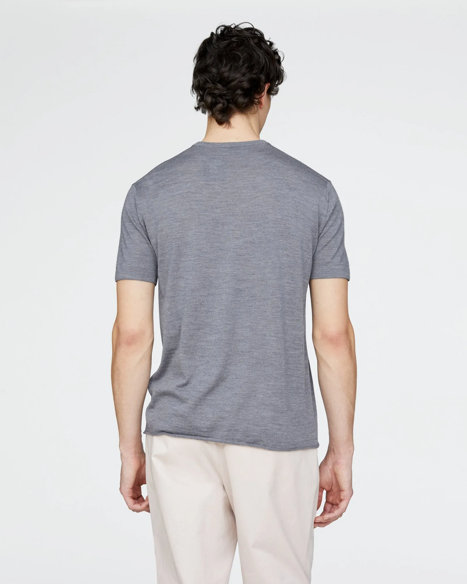 Extra Fine Merino Wool Crew Neck Tee - Medium Heather Grey sold by ATM product image thumbnail 3