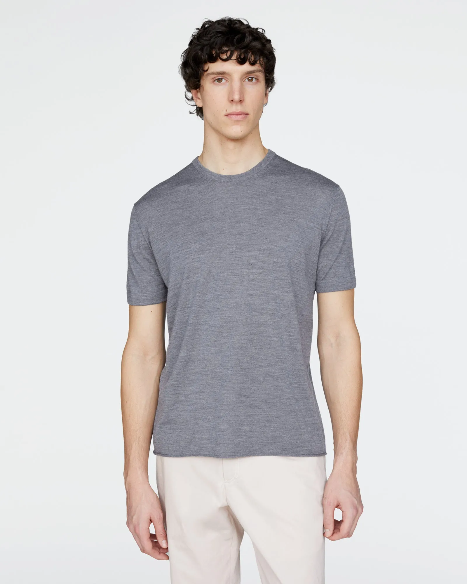 Extra Fine Merino Wool Crew Neck Tee - Medium Heather Grey sold by ATM