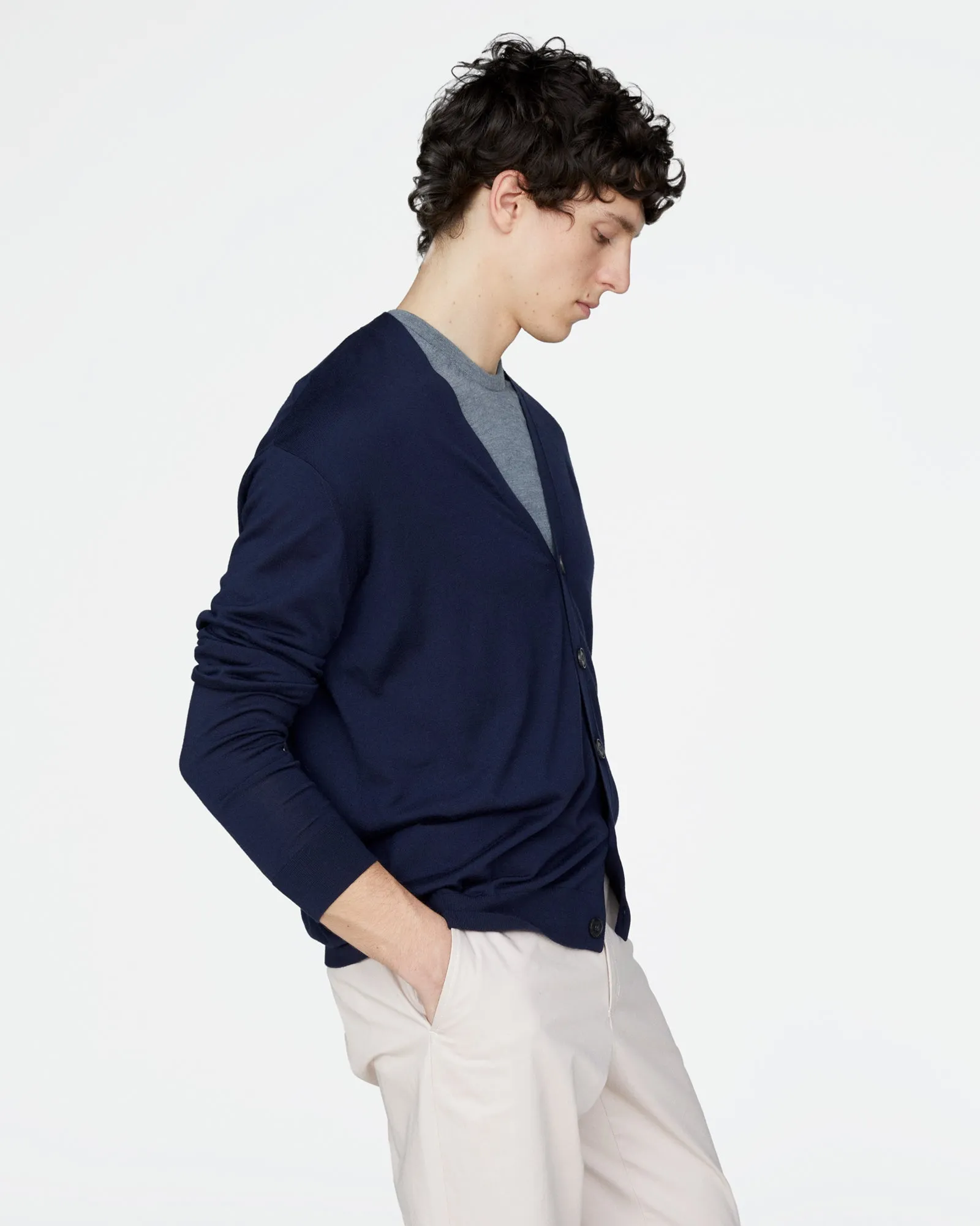 Extra Fine Merino Wool Cardigan - Midnight sold by ATM product image thumbnail 3