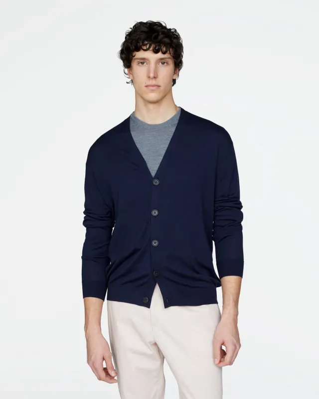 Extra Fine Merino Wool Cardigan - Midnight sold by ATM