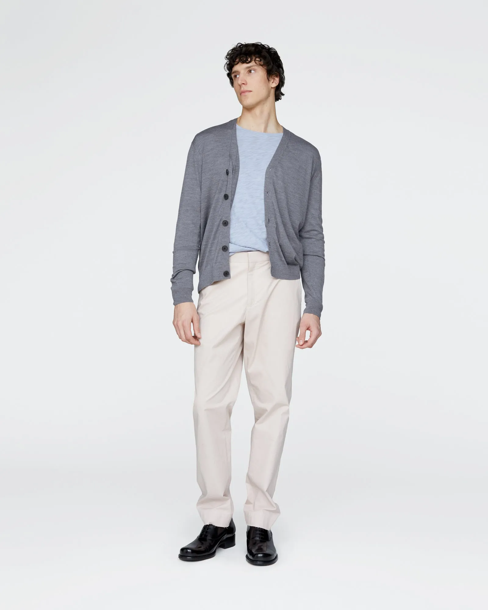 Extra Fine Merino Wool Cardigan - Medium Heather Grey sold by ATM product image thumbnail 2