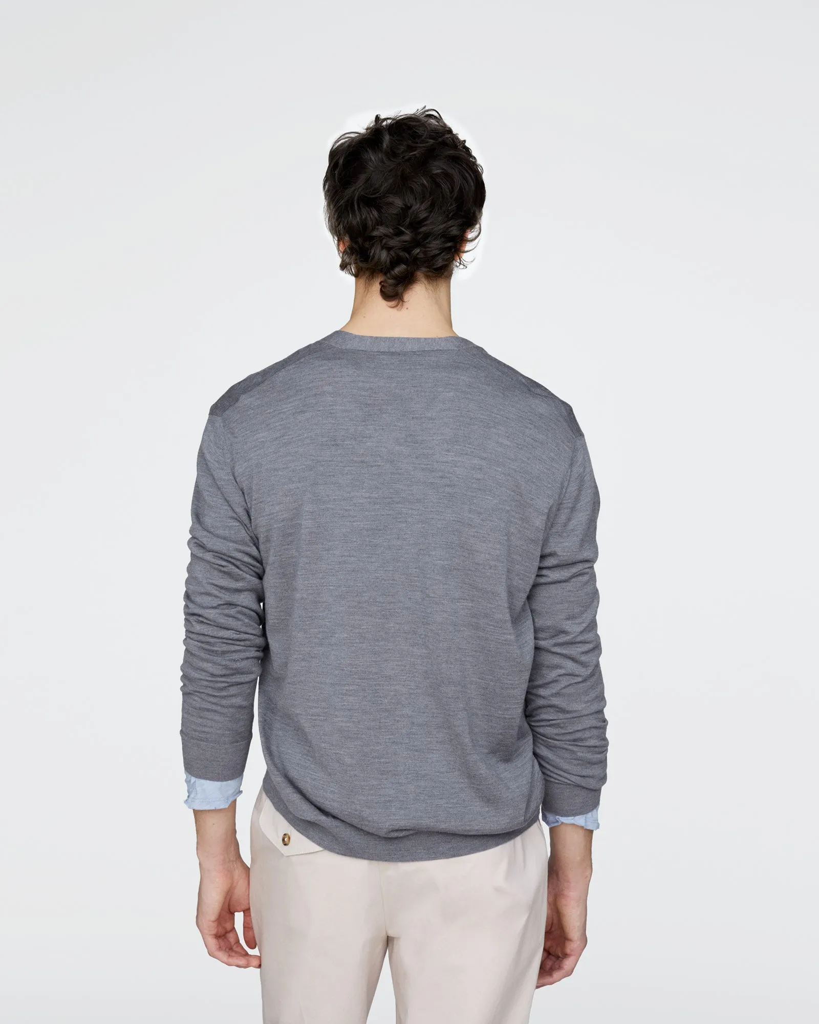 Extra Fine Merino Wool Cardigan - Medium Heather Grey sold by ATM product image thumbnail 5