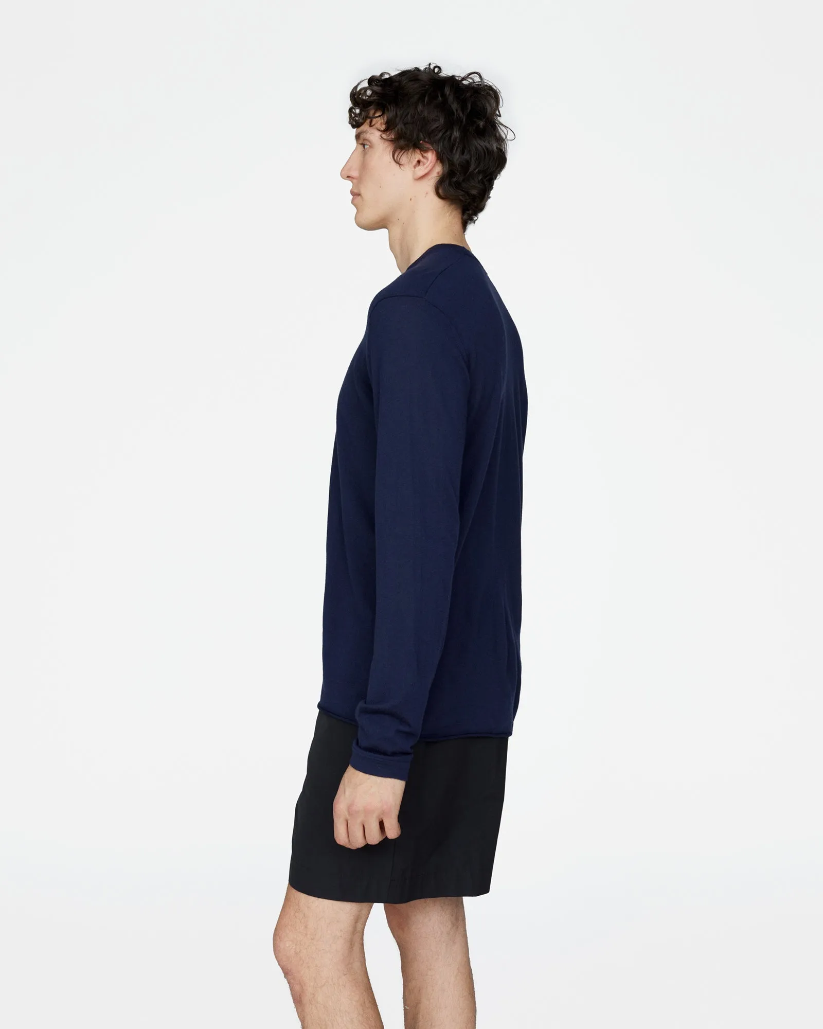 Extra Fine Merino Wool Long Sleeve Crew Neck Tee - Midnight sold by ATM product image thumbnail 4