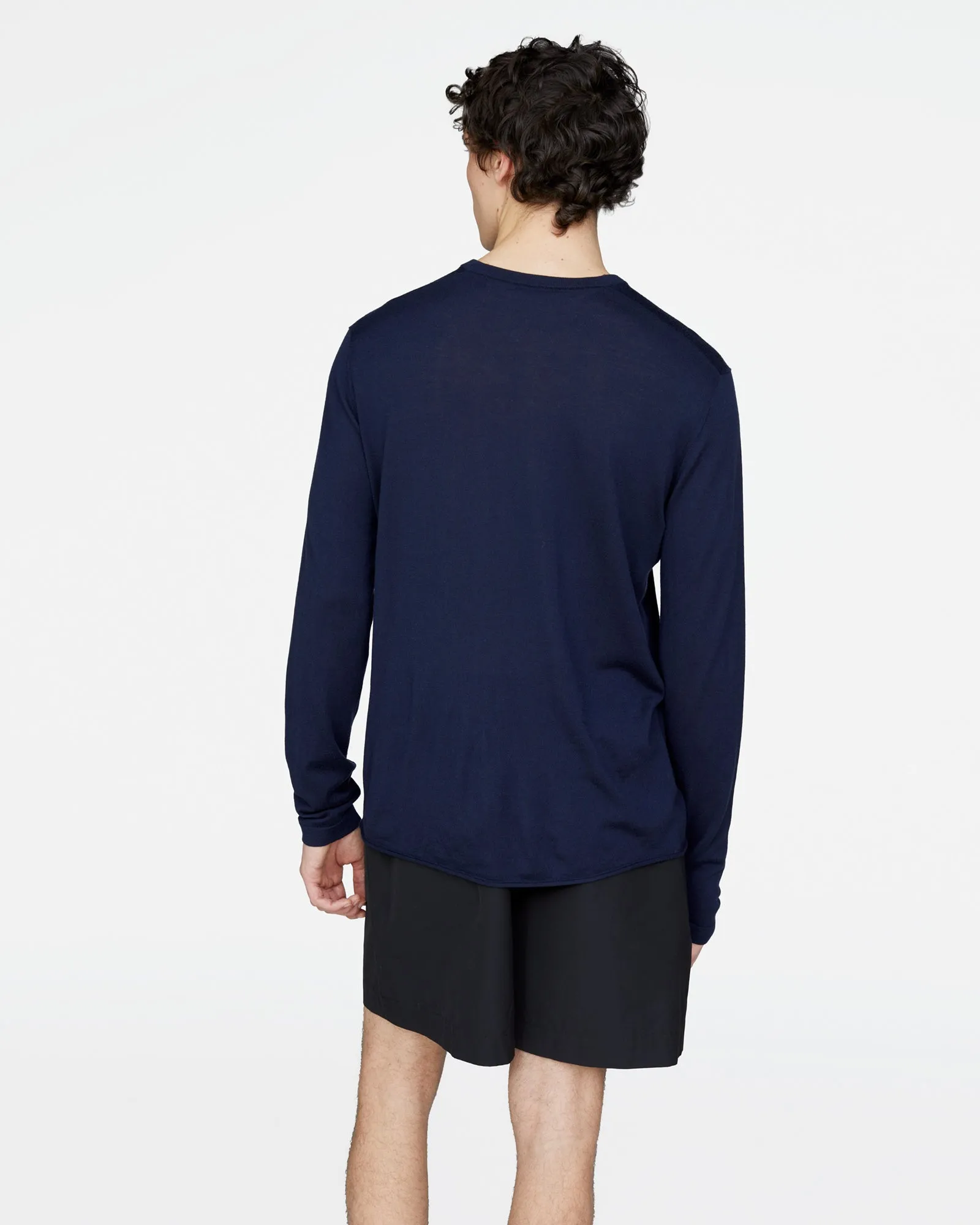 Extra Fine Merino Wool Long Sleeve Crew Neck Tee - Midnight sold by ATM product image thumbnail 3