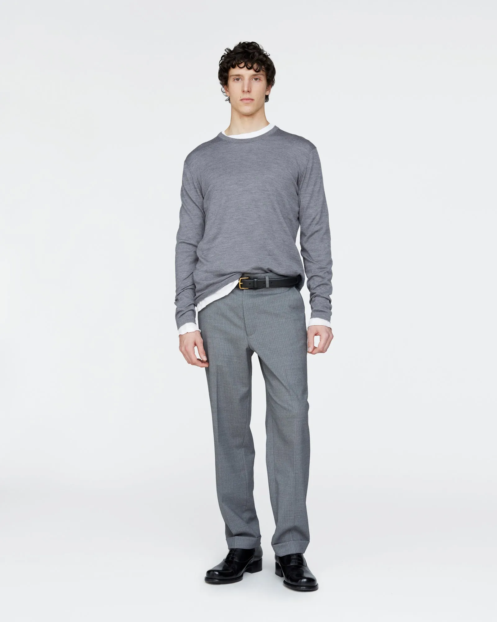 Extra Fine Merino Wool Long Sleeve Crew Neck Tee - Medium Heather Grey sold by ATM product image thumbnail 2