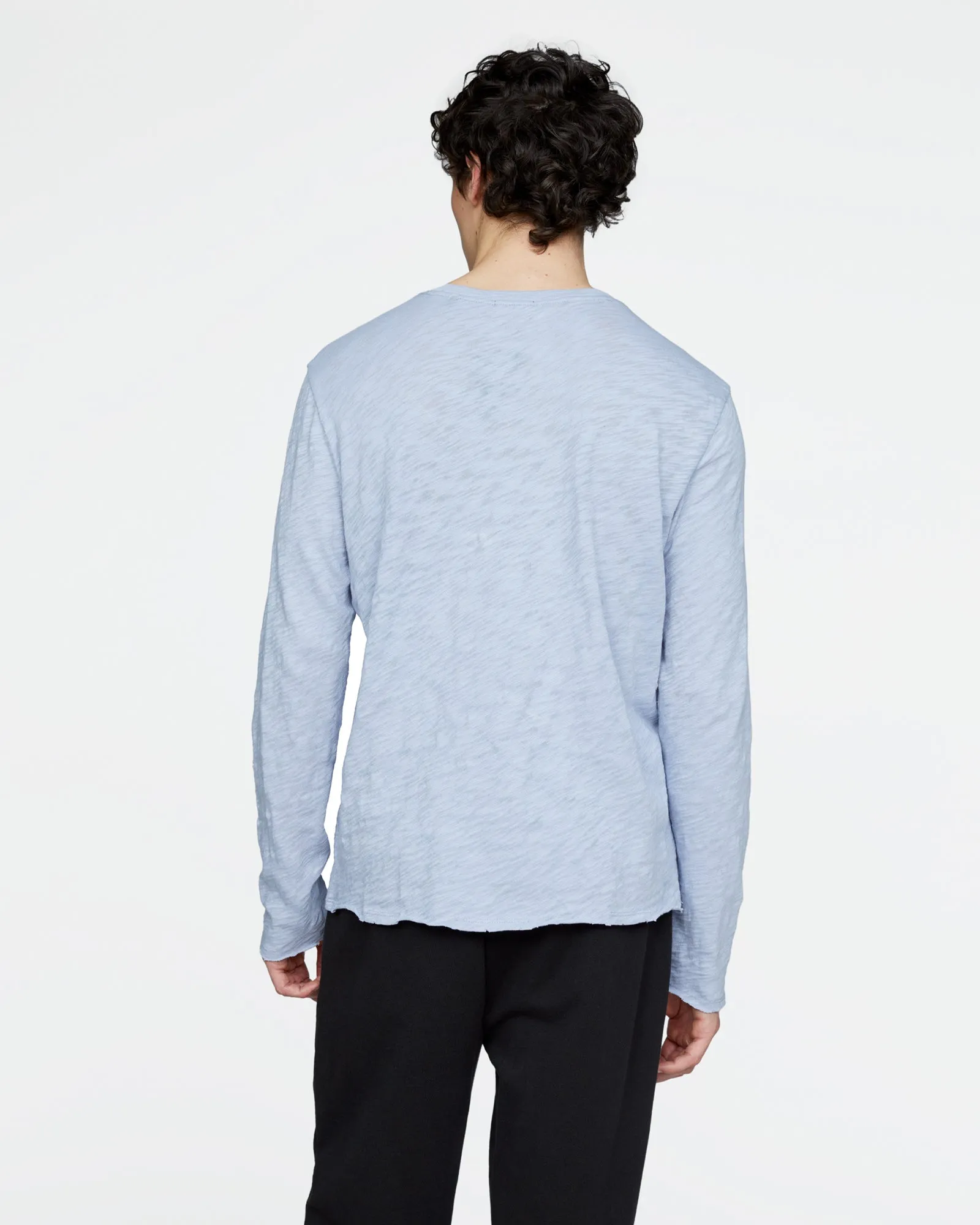 Slub Jersey Long Sleeve Destroyed Wash Tee - Cool Water sold by ATM product image thumbnail 4