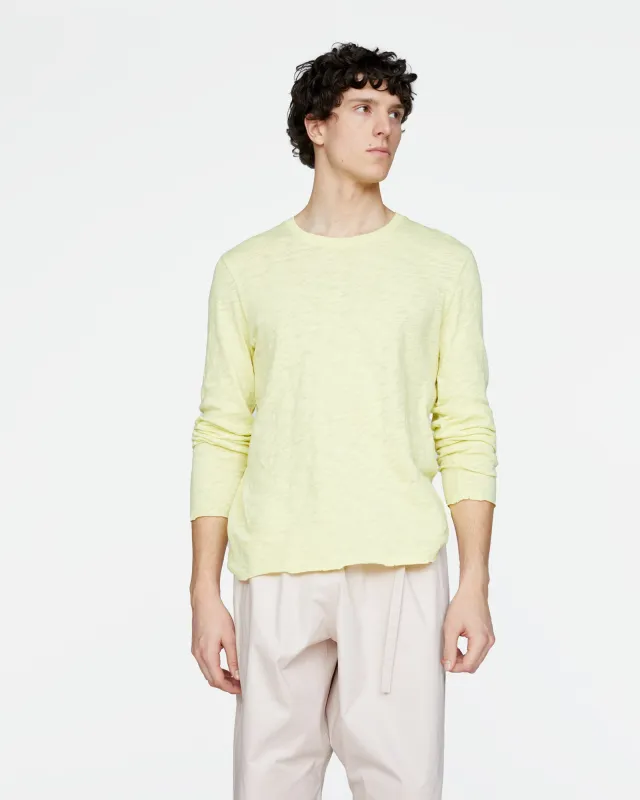 Slub Jersey Long Sleeve Destroyed Wash Tee - Mellow Yellow sold by ATM