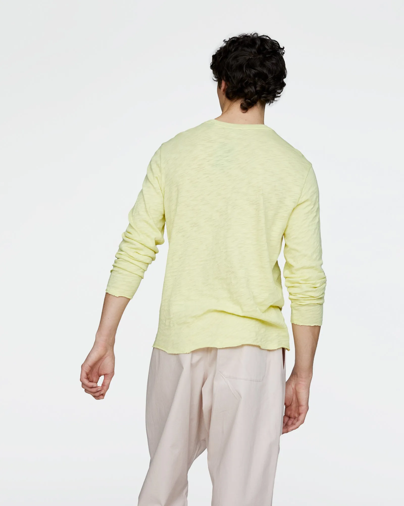 Slub Jersey Long Sleeve Destroyed Wash Tee - Mellow Yellow sold by ATM product image thumbnail 3