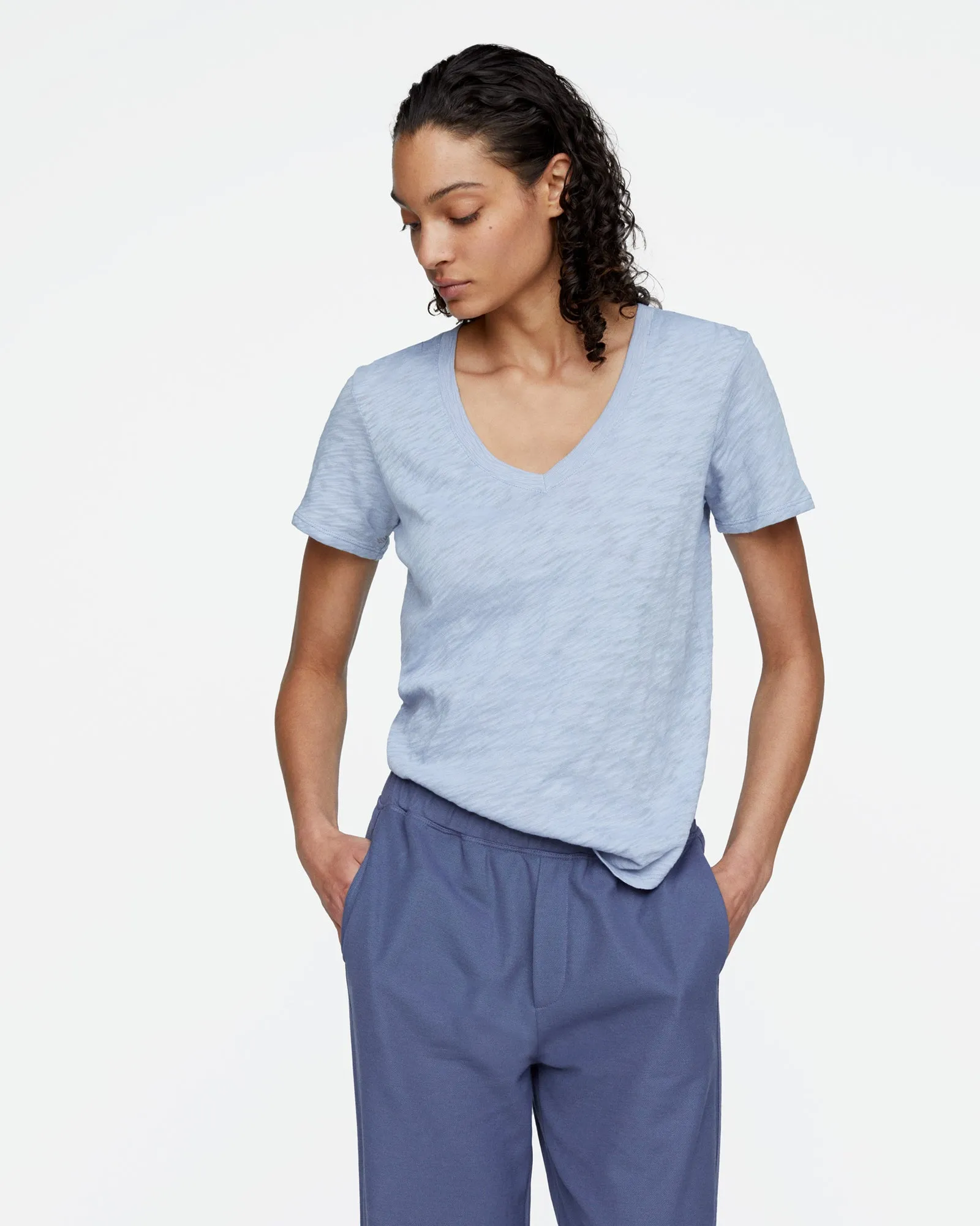 Slub Jersey Classic V-Neck Tee - Cool Water sold by ATM