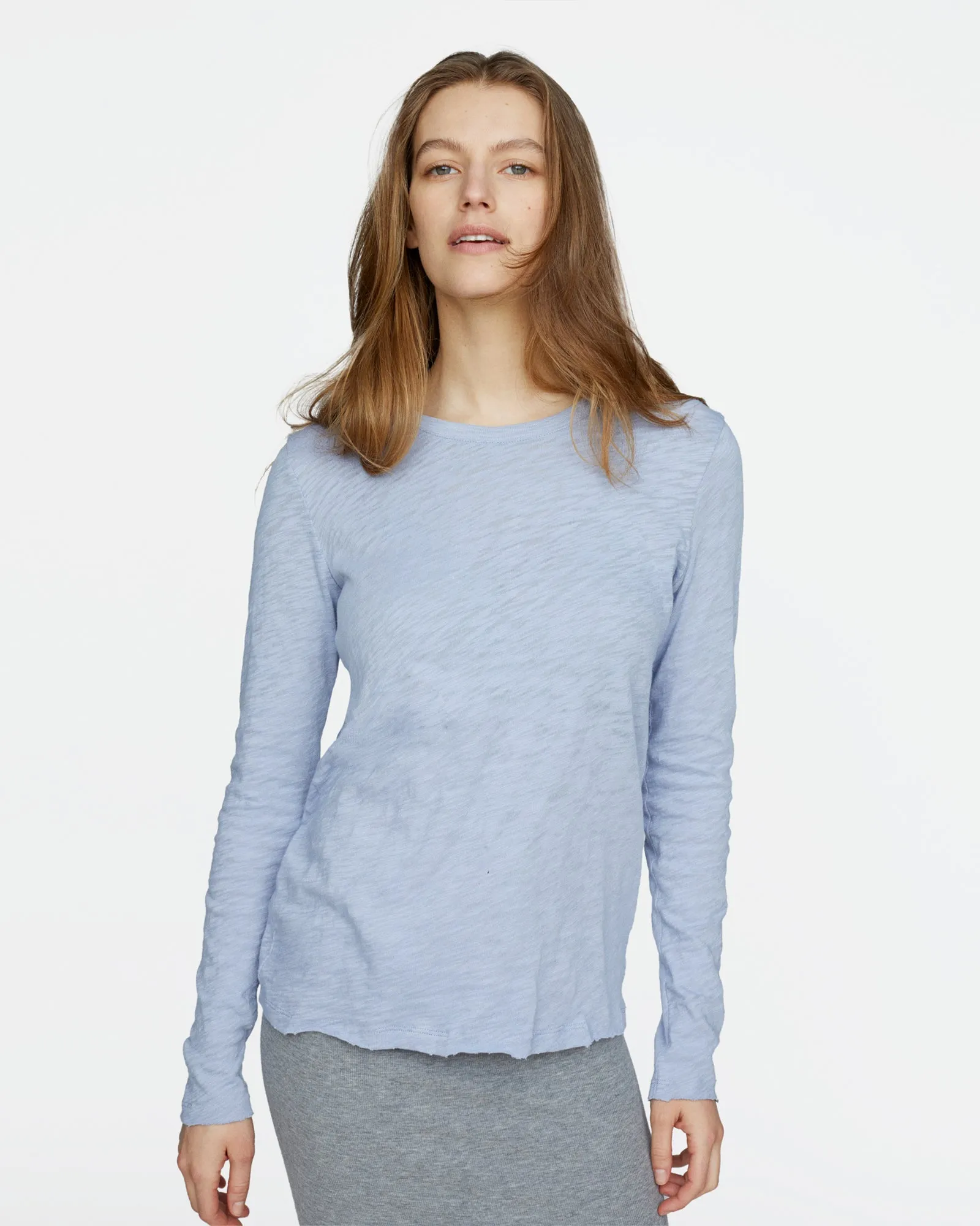 Slub Jersey Long Sleeve Destroyed Wash Tee - Cool Water sold by ATM