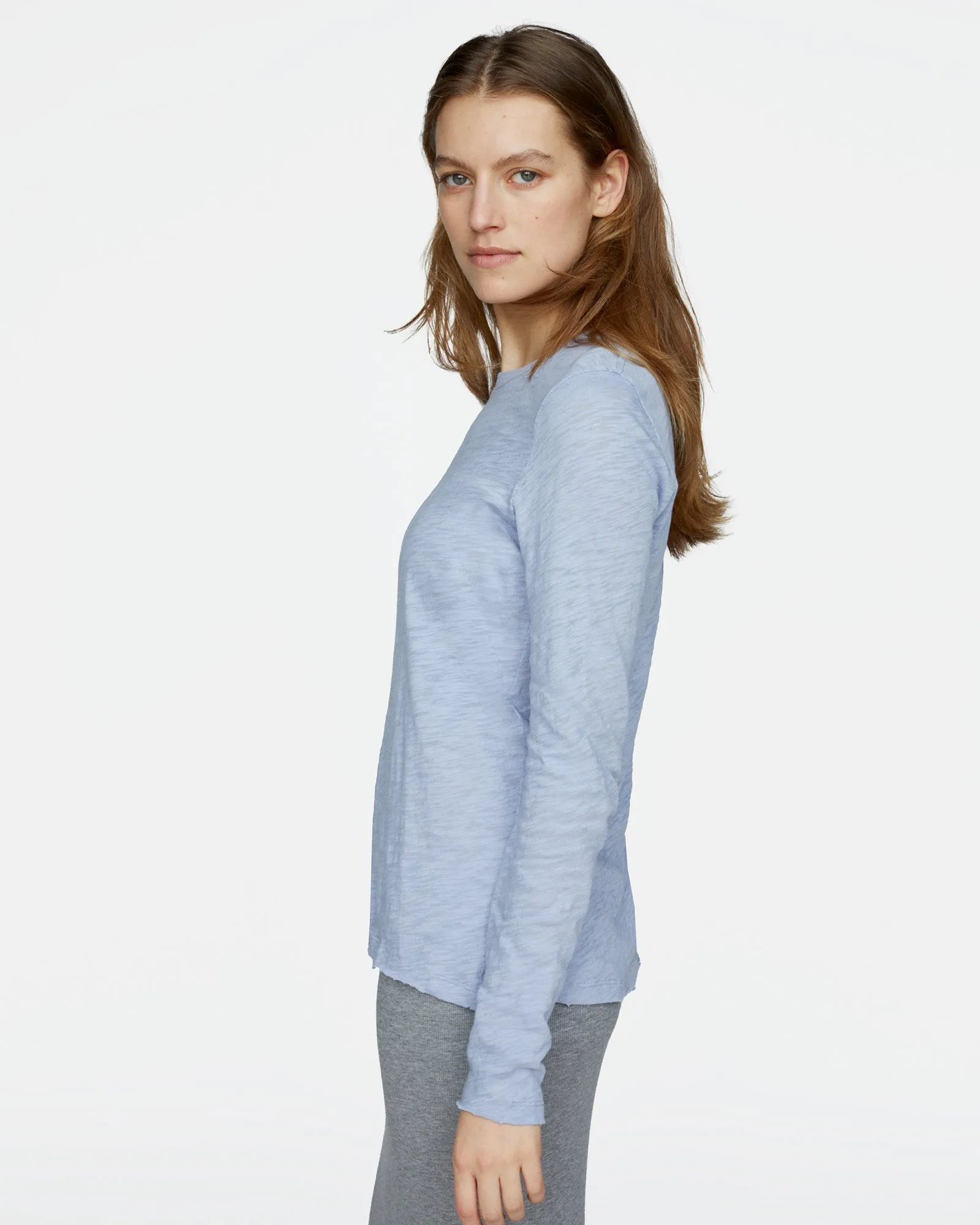 Slub Jersey Long Sleeve Destroyed Wash Tee - Cool Water sold by ATM product image thumbnail 2