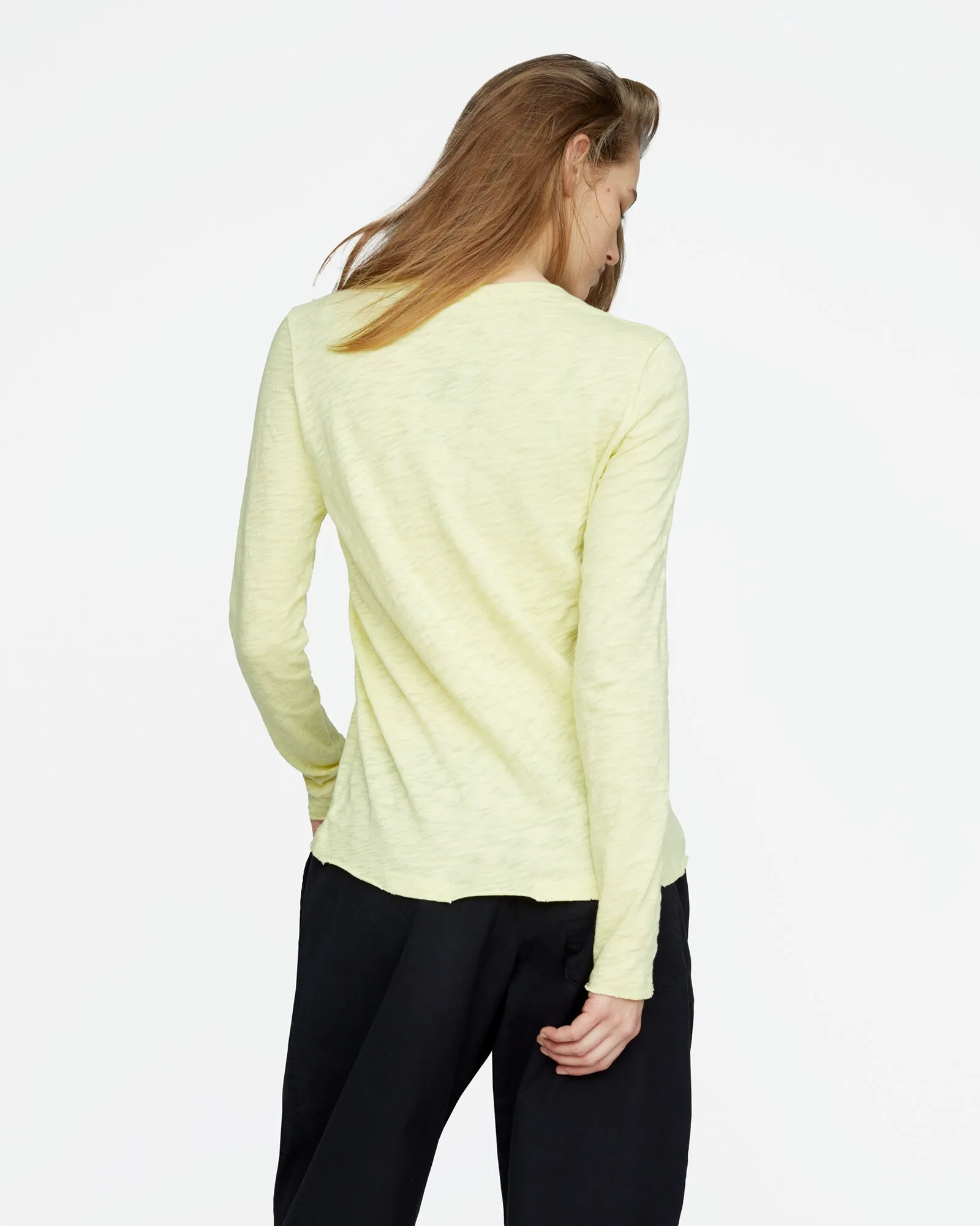 Slub Jersey Long Sleeve Destroyed Wash Tee - Mellow Yellow sold by ATM product image thumbnail 4