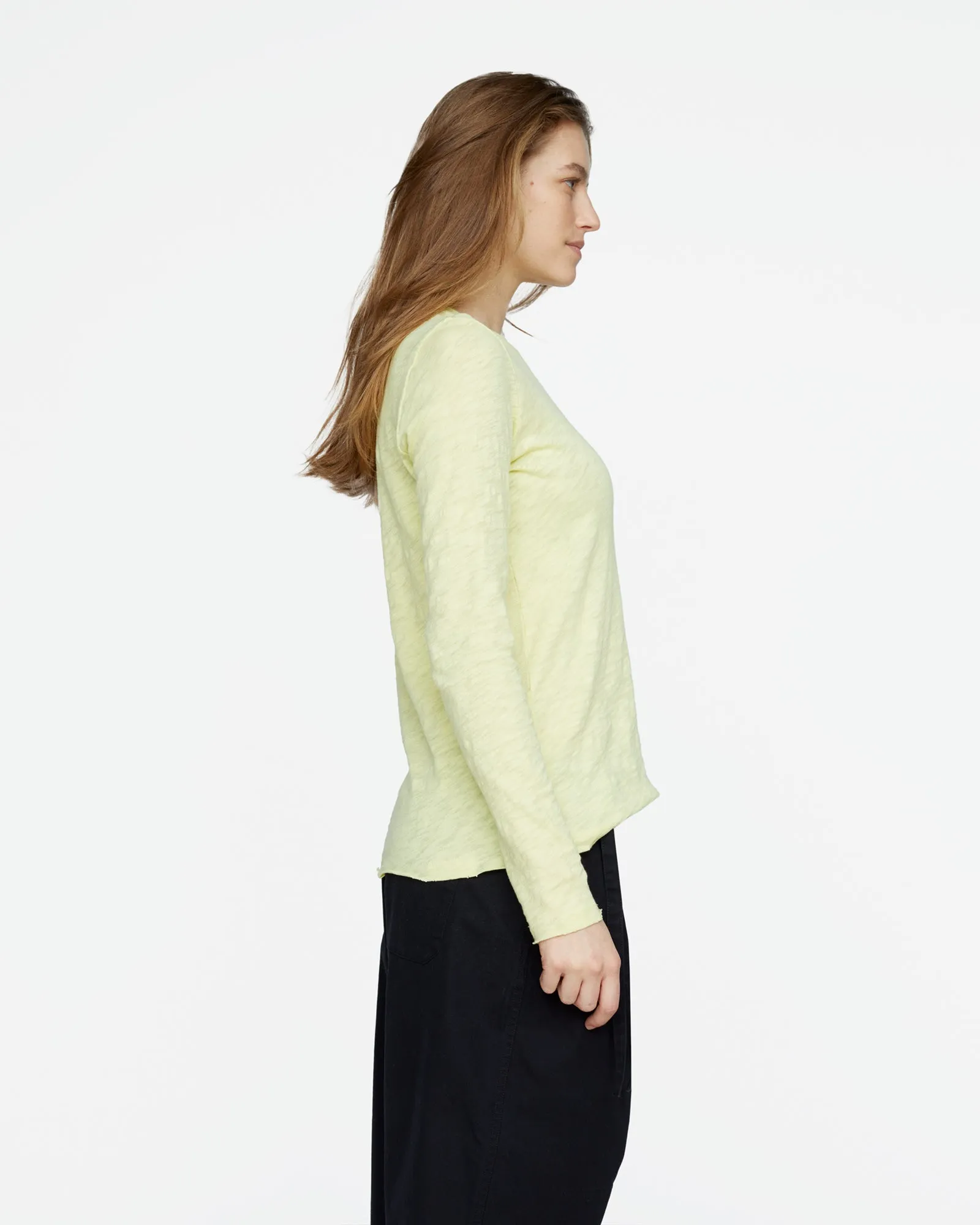 Slub Jersey Long Sleeve Destroyed Wash Tee - Mellow Yellow sold by ATM product image thumbnail 3