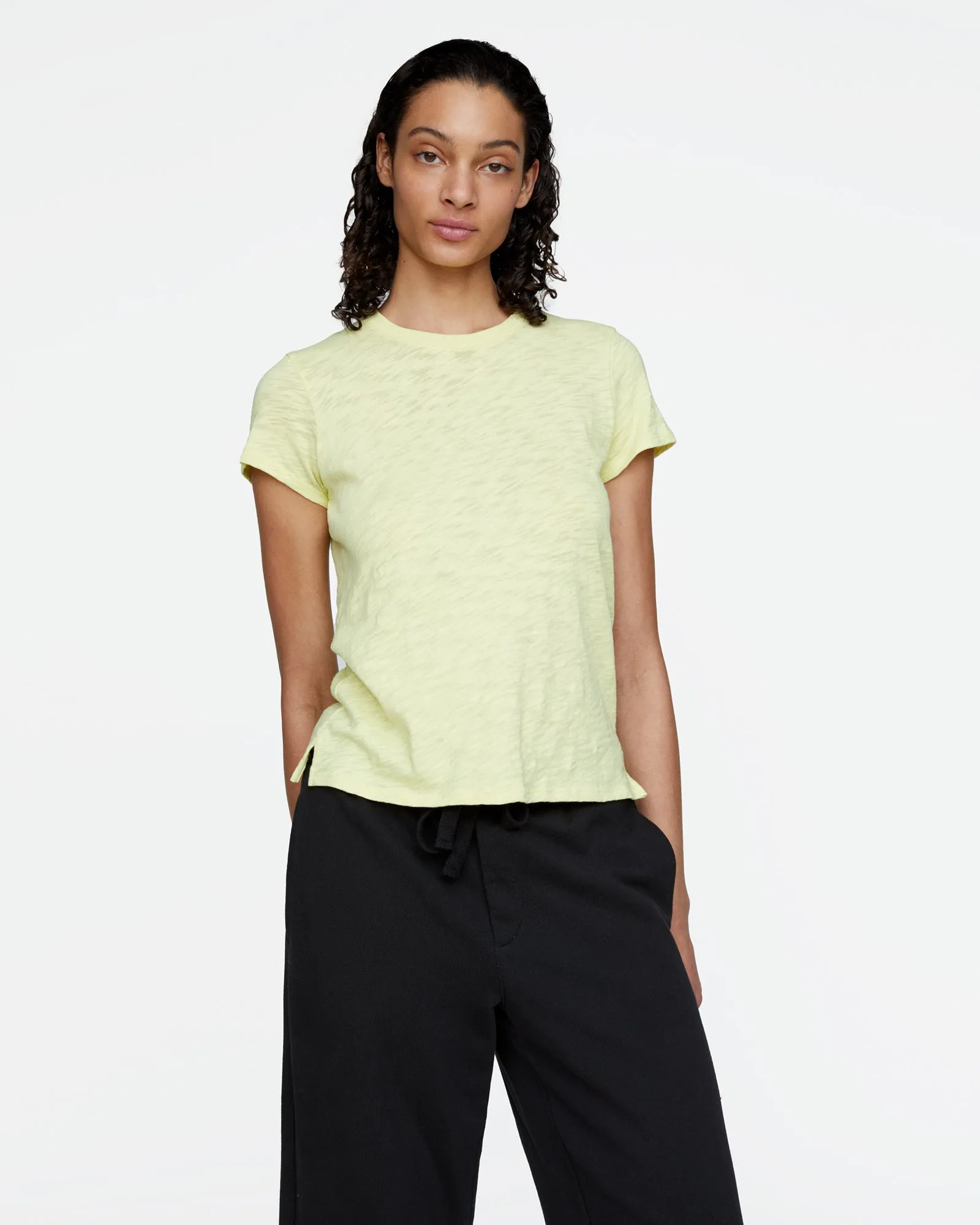 Slub Jersey Schoolboy Crew Neck Tee - Mellow Yellow sold by ATM