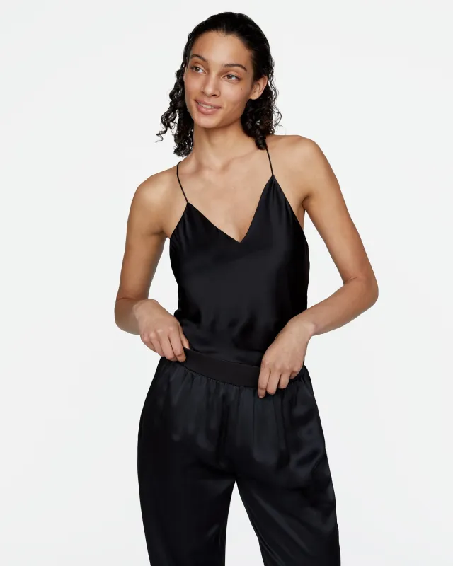 Silk Charmeuse Camisole - Black made by ATM