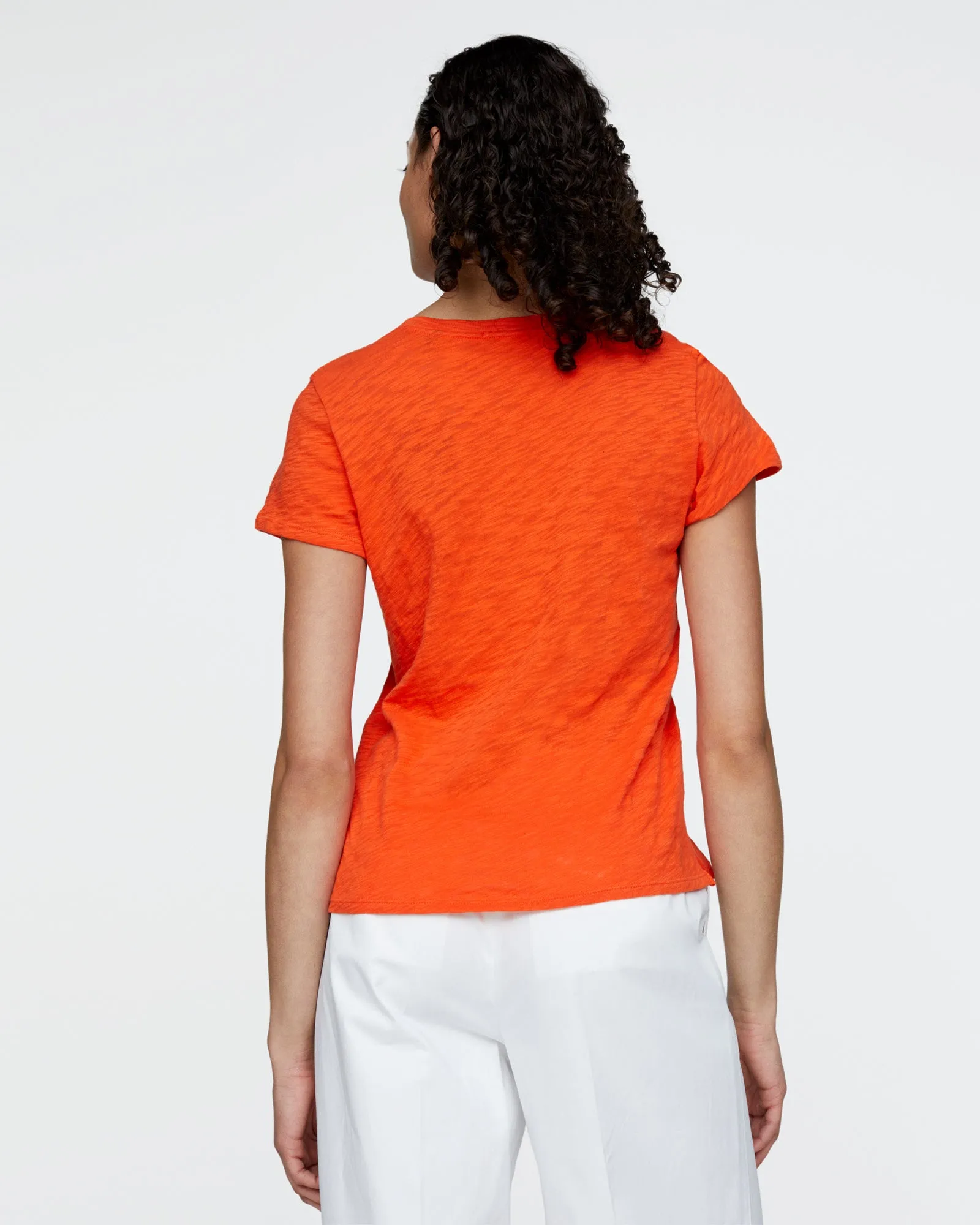 Slub Jersey Schoolboy V-Neck Tee - Tomato sold by ATM product image thumbnail 4