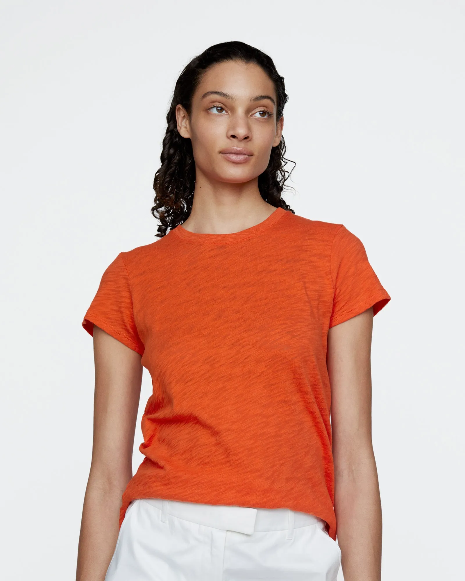 Slub Jersey Schoolboy Crew Neck Tee - Tomato sold by ATM