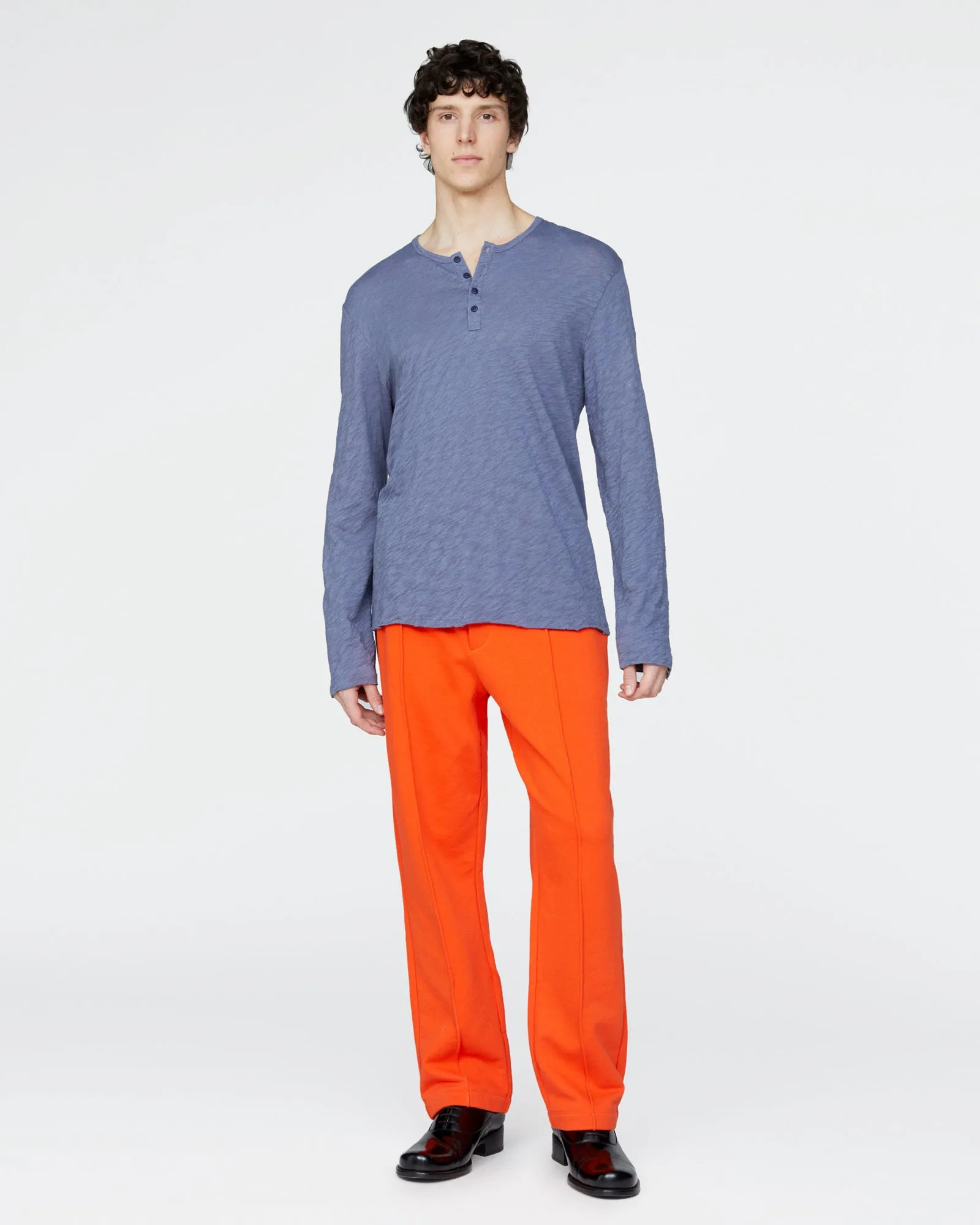 Slub Jersey Destroyed Wash Henley - Dusk Blue sold by ATM product image thumbnail 2